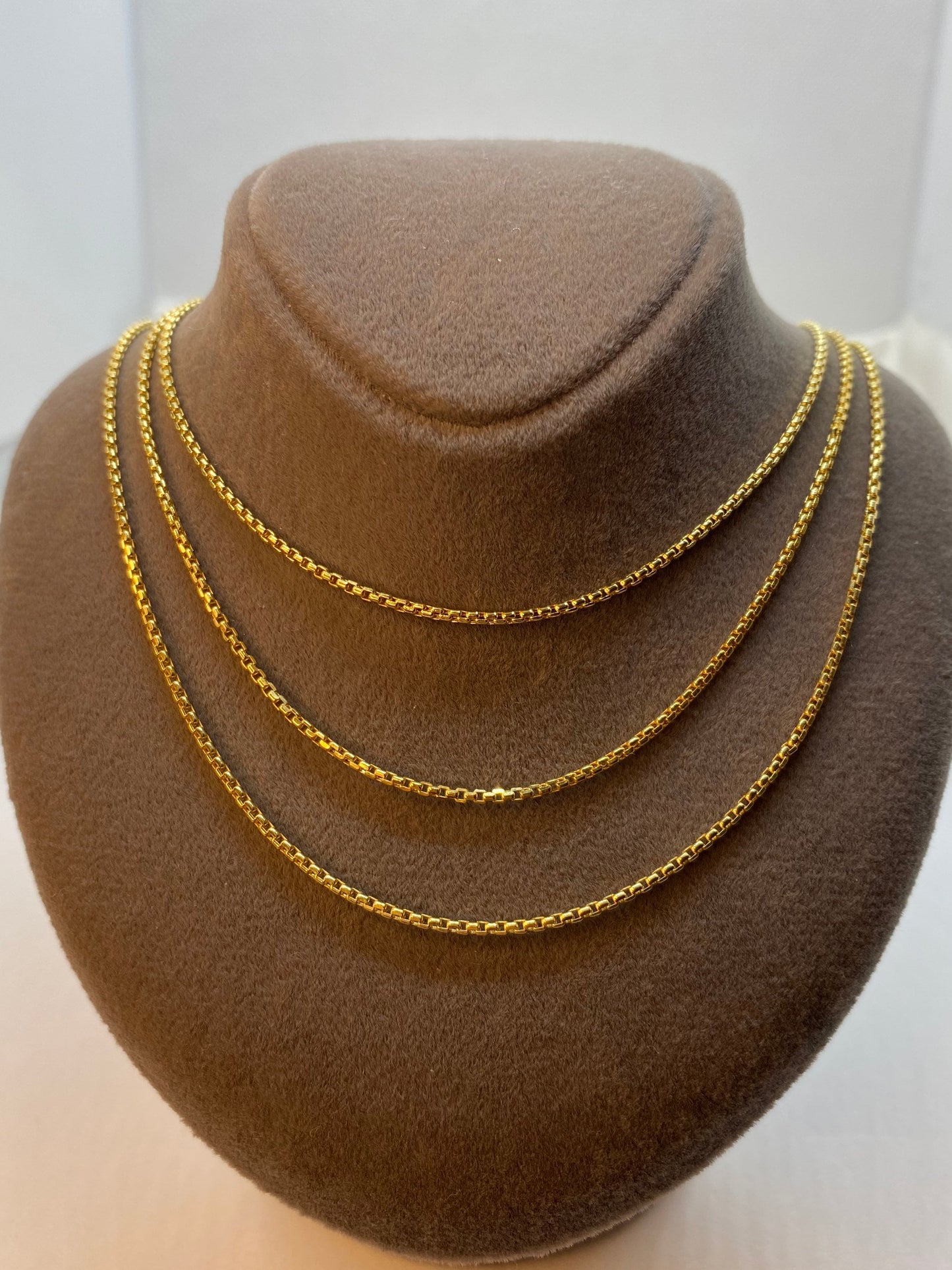 18K Real Gold Box Chain Necklace, 20,22,24 inches , 18k Real Gold box Chain, Box Chain Necklace ,For Her ,For Him , Birthday Gift .