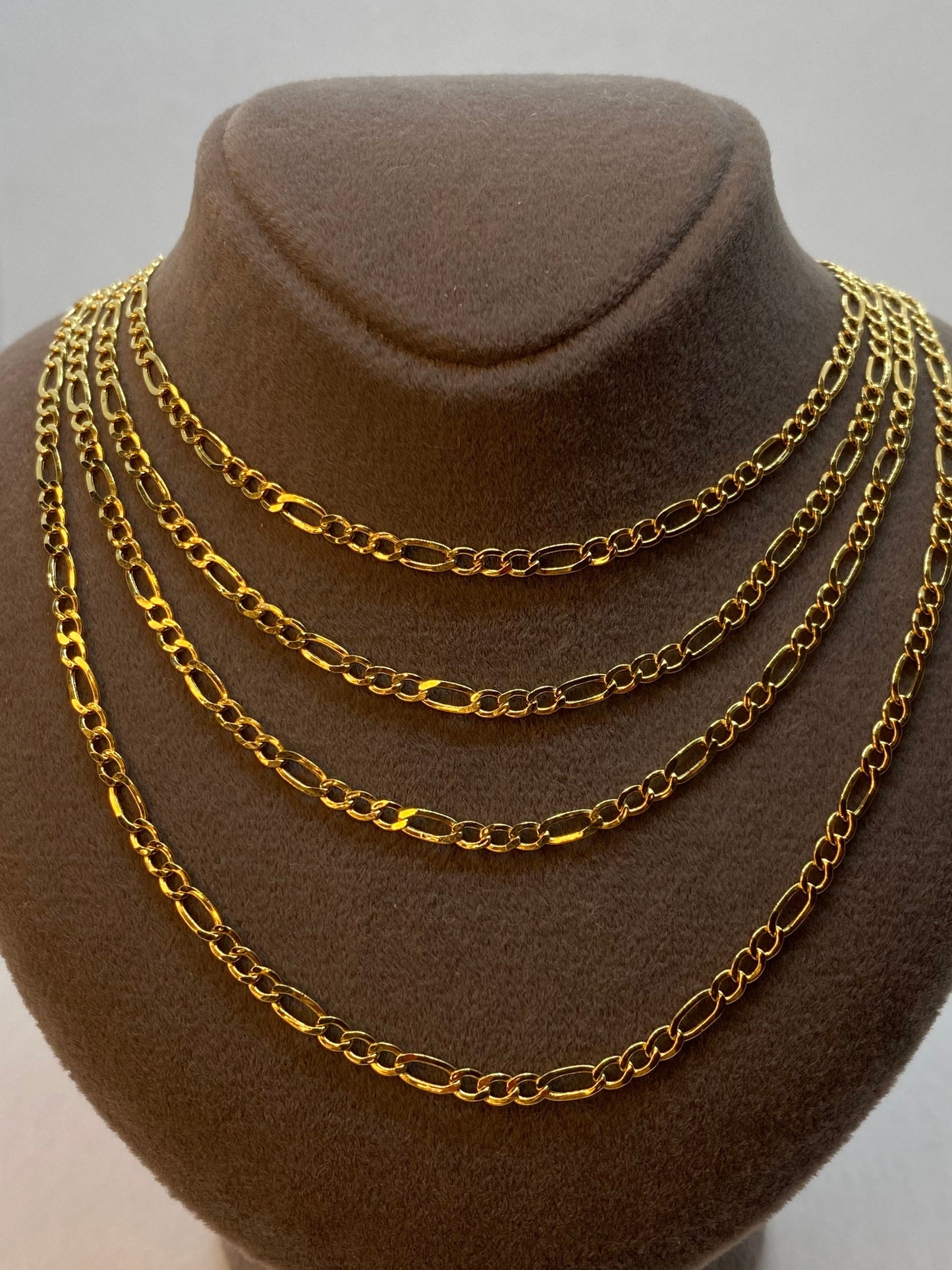 18k Gold Figaro Necklace 2.5MM  , Figaro real Gold chain, 18k Real gold Figaro chain, gold chain ,For Her ,For Him , Birthday Gift