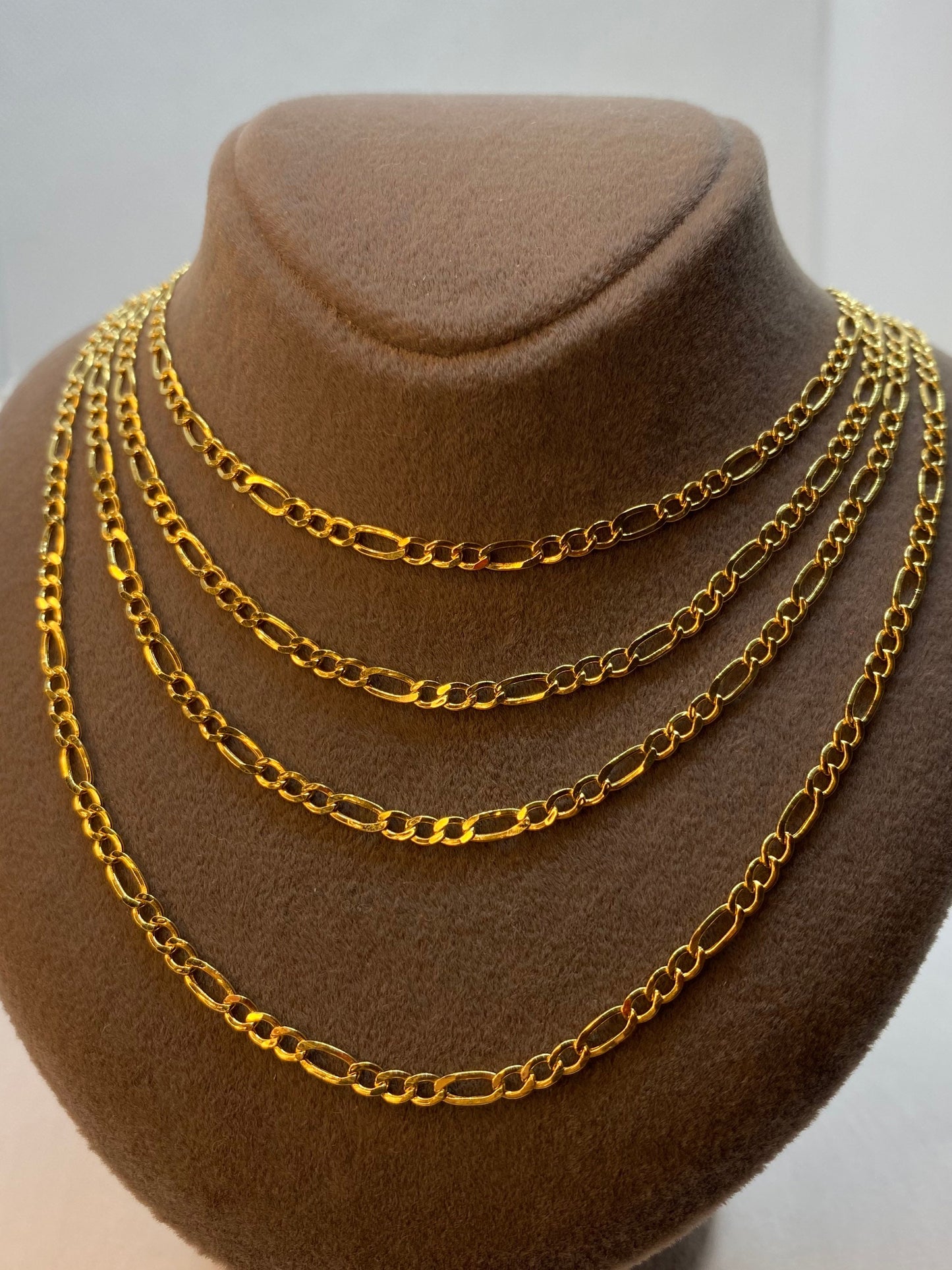 18k Gold Figaro Necklace 2.5MM  , Figaro real Gold chain, 18k Real gold Figaro chain, gold chain ,For Her ,For Him , Birthday Gift