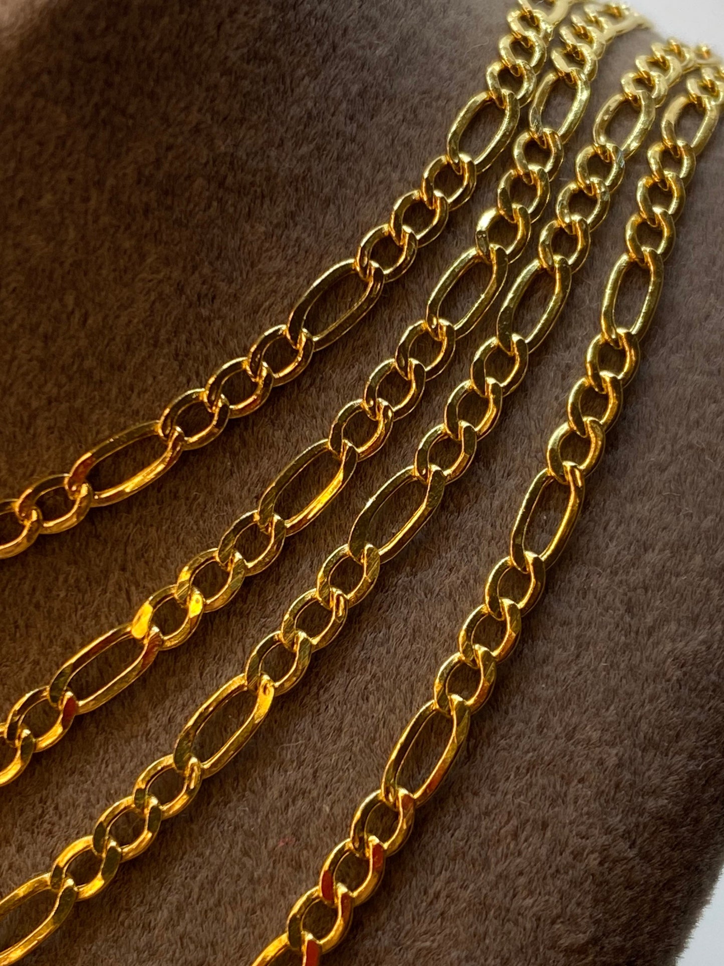 18k Gold Figaro Necklace 2.5MM  , Figaro real Gold chain, 18k Real gold Figaro chain, gold chain ,For Her ,For Him , Birthday Gift