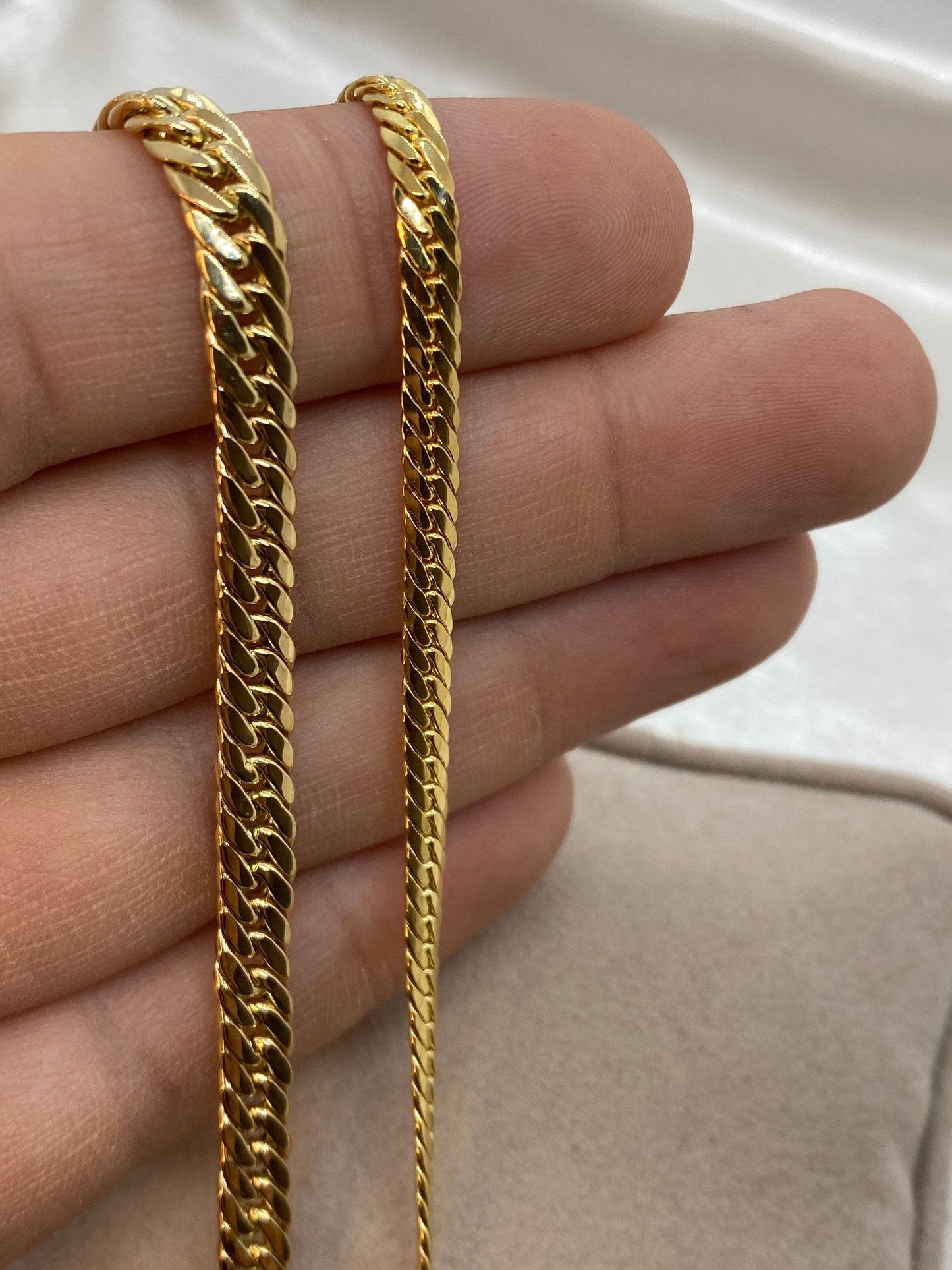 18k GOLD Curb Link Chain Necklace, 4MM, 5MM ,Real Gold, Men Gold Chain ,Ladies Gold Chain, 18k Gold curb, For her ,For Him, Birthday gift