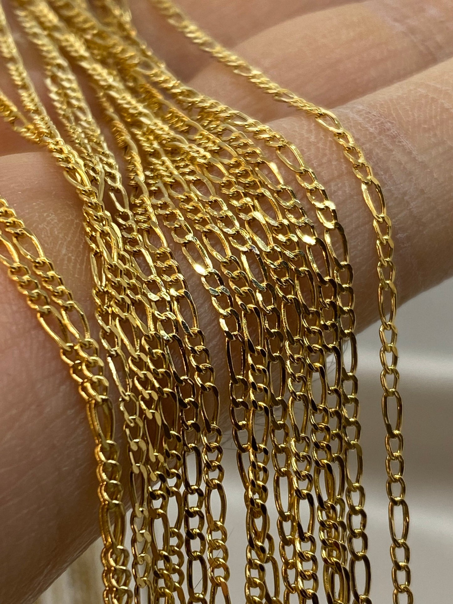 18K Gold Figaro Necklace 1.5mm, Real 18K Gold Figaro Chain for Men & Women, Birthday & Christmas Gift