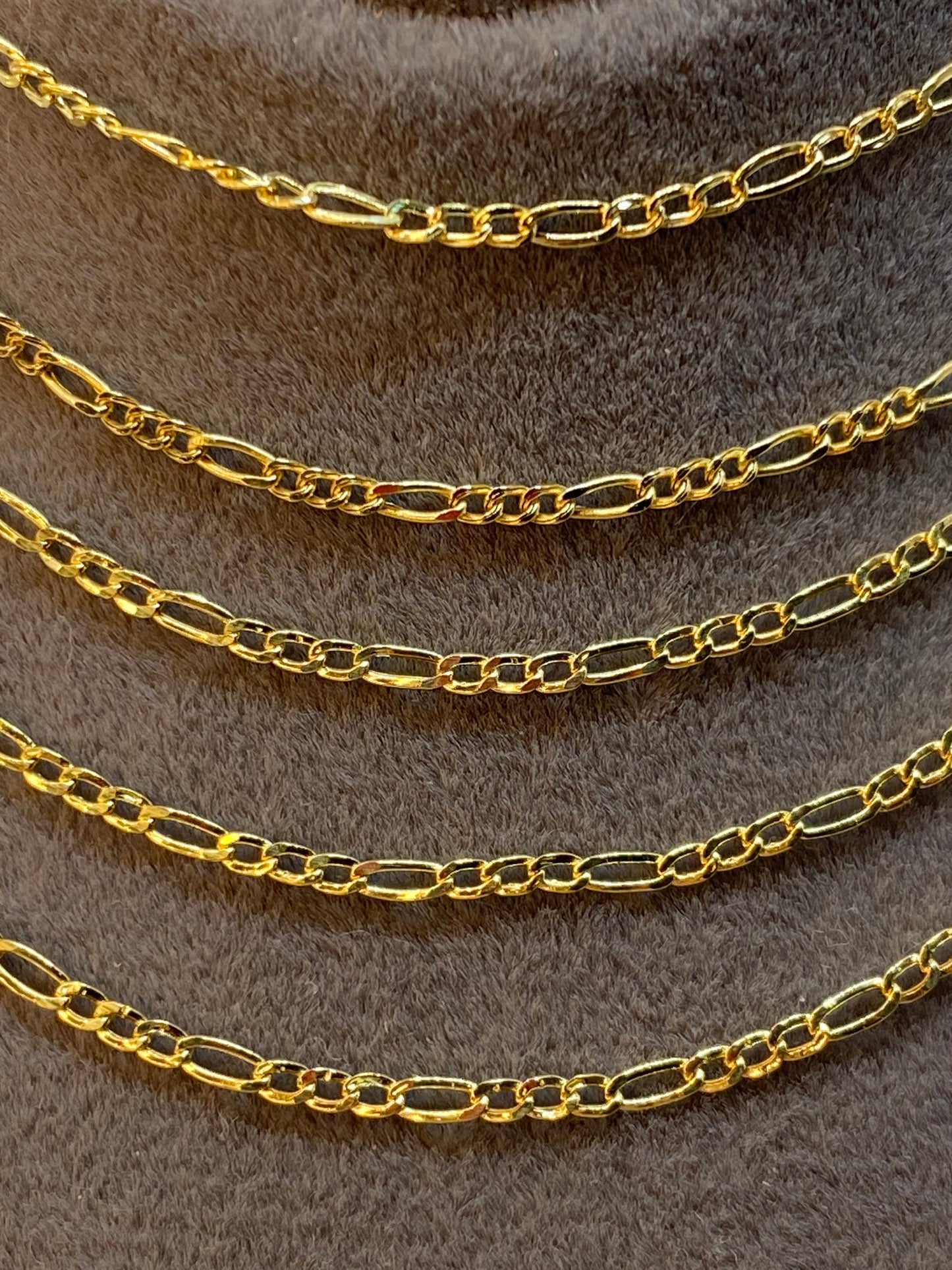 18K Gold Figaro Necklace 1.5mm, Real 18K Gold Figaro Chain for Men & Women, Birthday & Christmas Gift