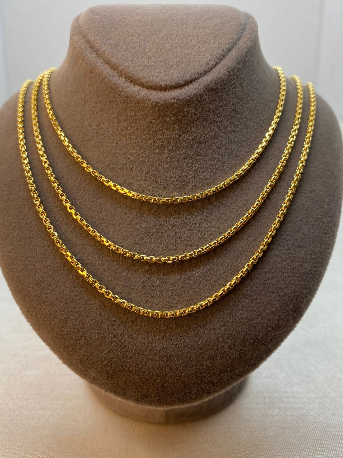 18K Solid Yellow Gold Box Chain Necklace, 20,22,24 inches , Real Gold Chain, Box Link Chain, Box Chain Gold, Women Men