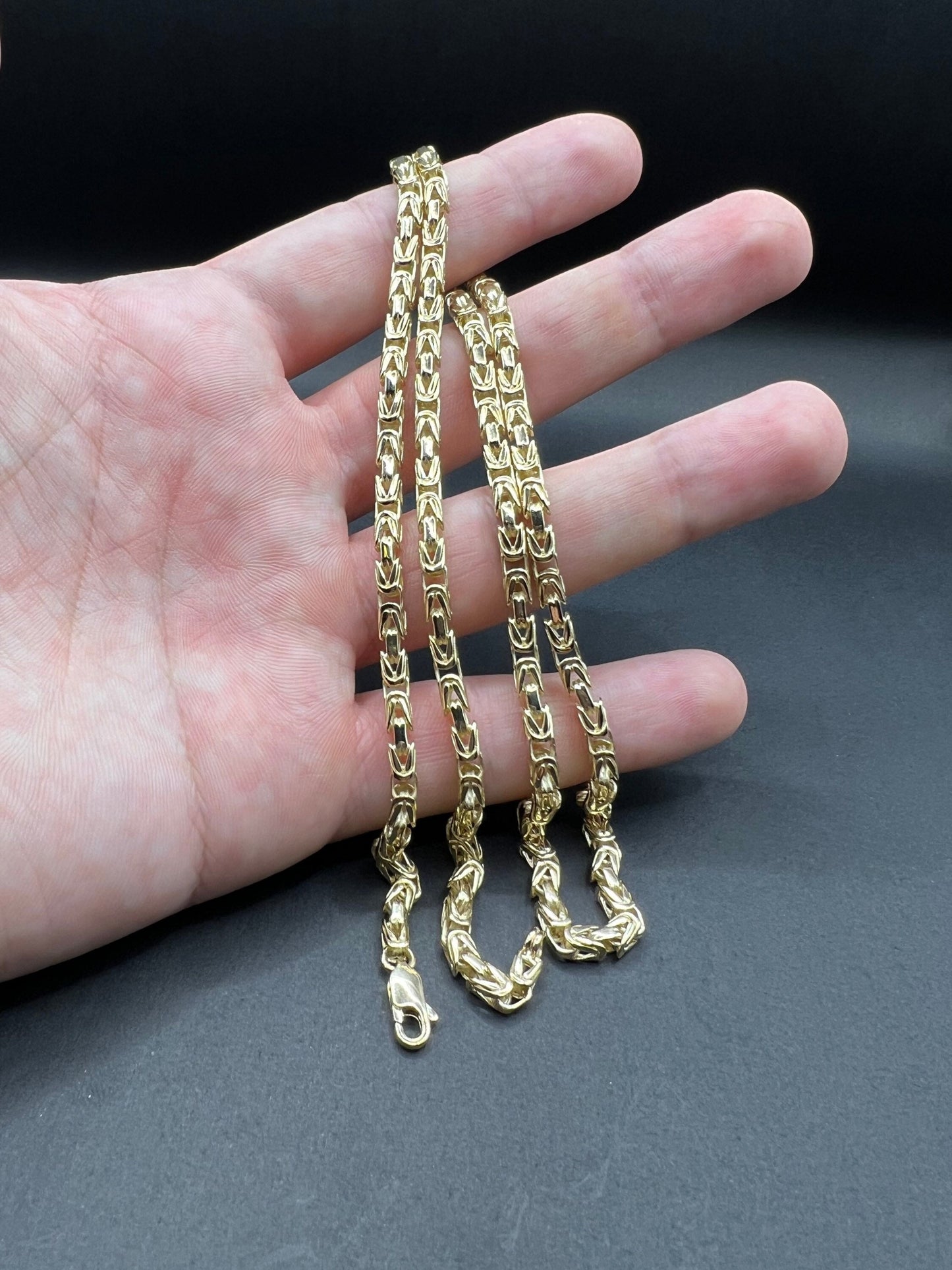 14K Solid Gold Byzantine Chain Necklace ,26”,24",22", 4mm, Thickness/ Real Gold Chain, For Him, Birthday Gift, Anniversary Gift, King Chain.