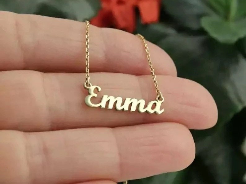 18k,14k Solid Gold Name Necklace-Customized Jewelry-Gift For Her-Initial Necklace-Gold Necklace-Personalized Necklace-Anniversary Gift