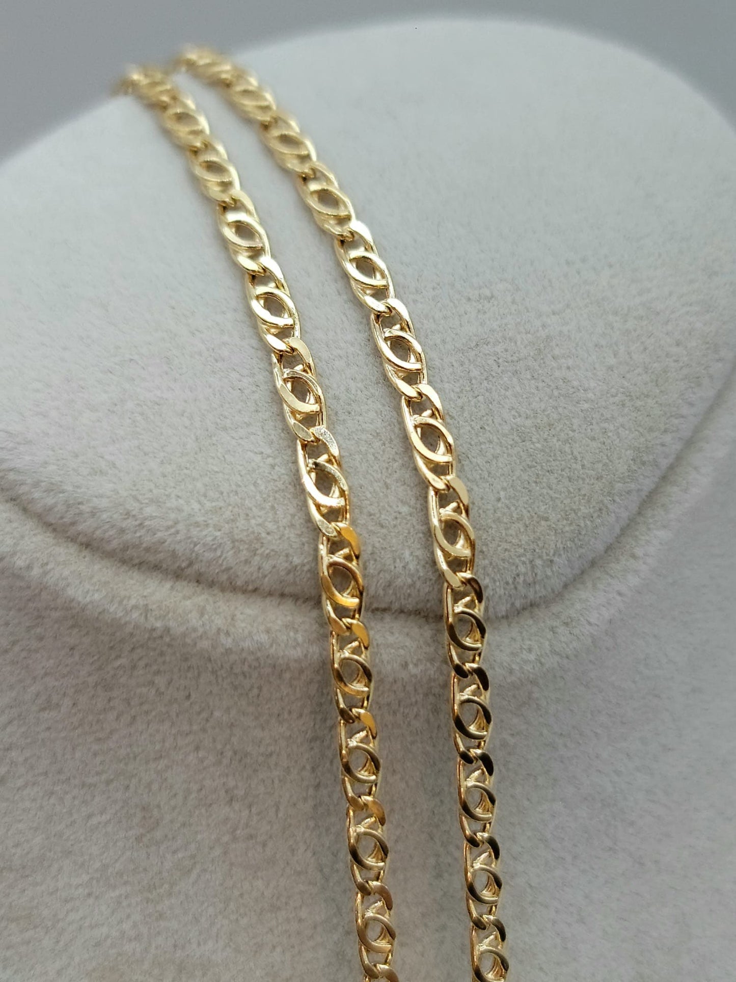 14K Gold Tiger eye Cable Necklace 23.5",21.5",19.5", 14K Gold Nona Double curb Link Chain Necklace for Men & Women, New Design, Gift .