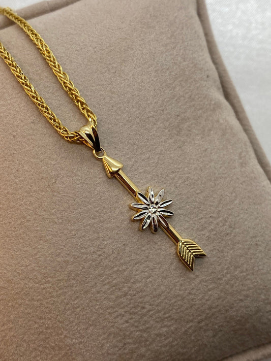 18k Gold Love Arrow Necklace / 18k Real Gold Arrow Necklace / Arrow Necklace/ Arrow pendant Diamond cut /20",2mm