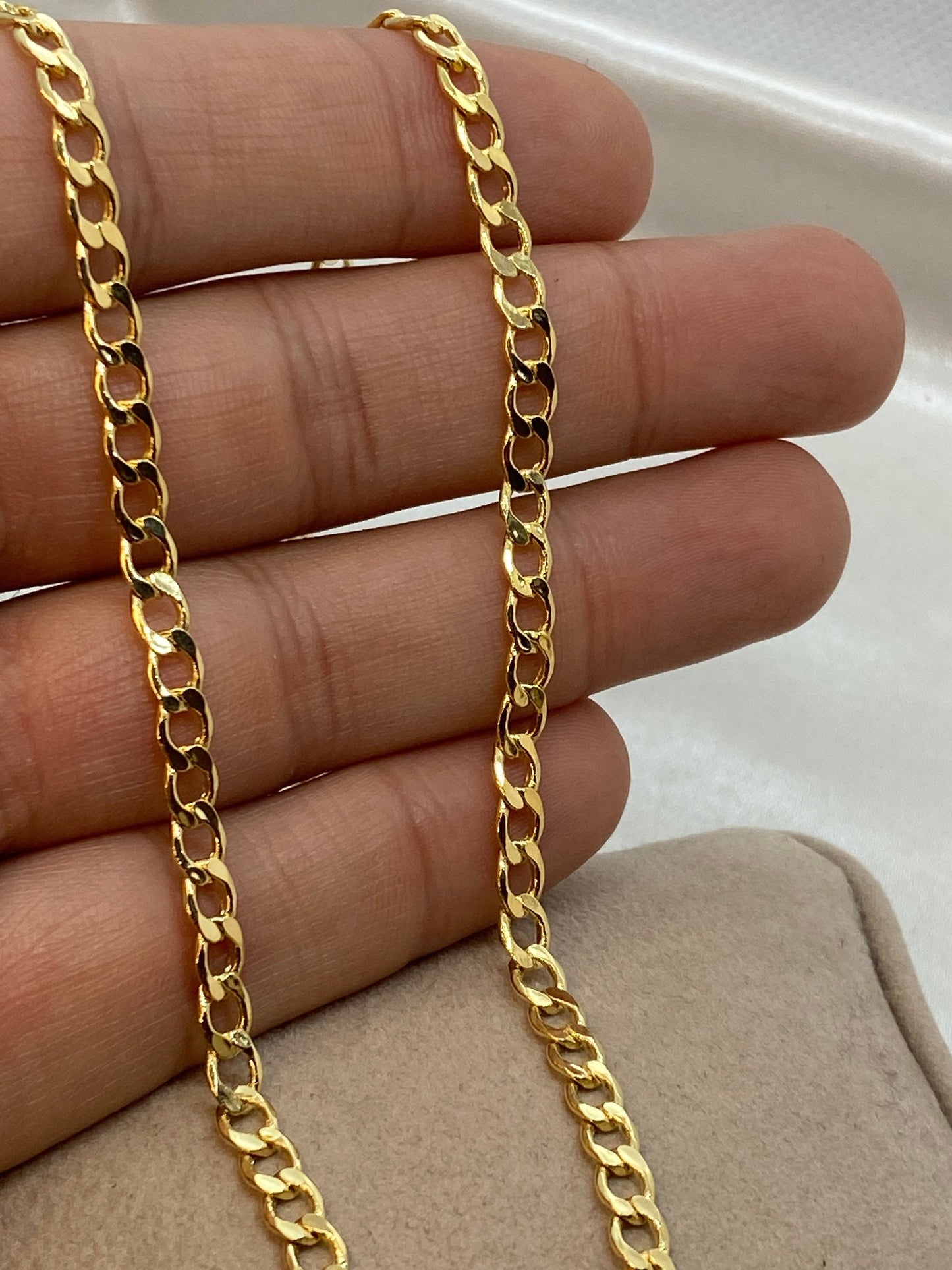 14k Solid GOLD Curb Chain Necklace ,Cuban curb Link Chain Necklace 19.5",4.2MM ,Gold chain for Men, Ladies Gold Chain, Christmas gift