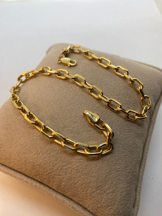 14K Gold Cable  Anklet Chain or Bracelet , Real Gold cable Anklet, 14K Diamond-cut cable  Anklet,5mm, Gold cable Anklet, Unisex, Gift!