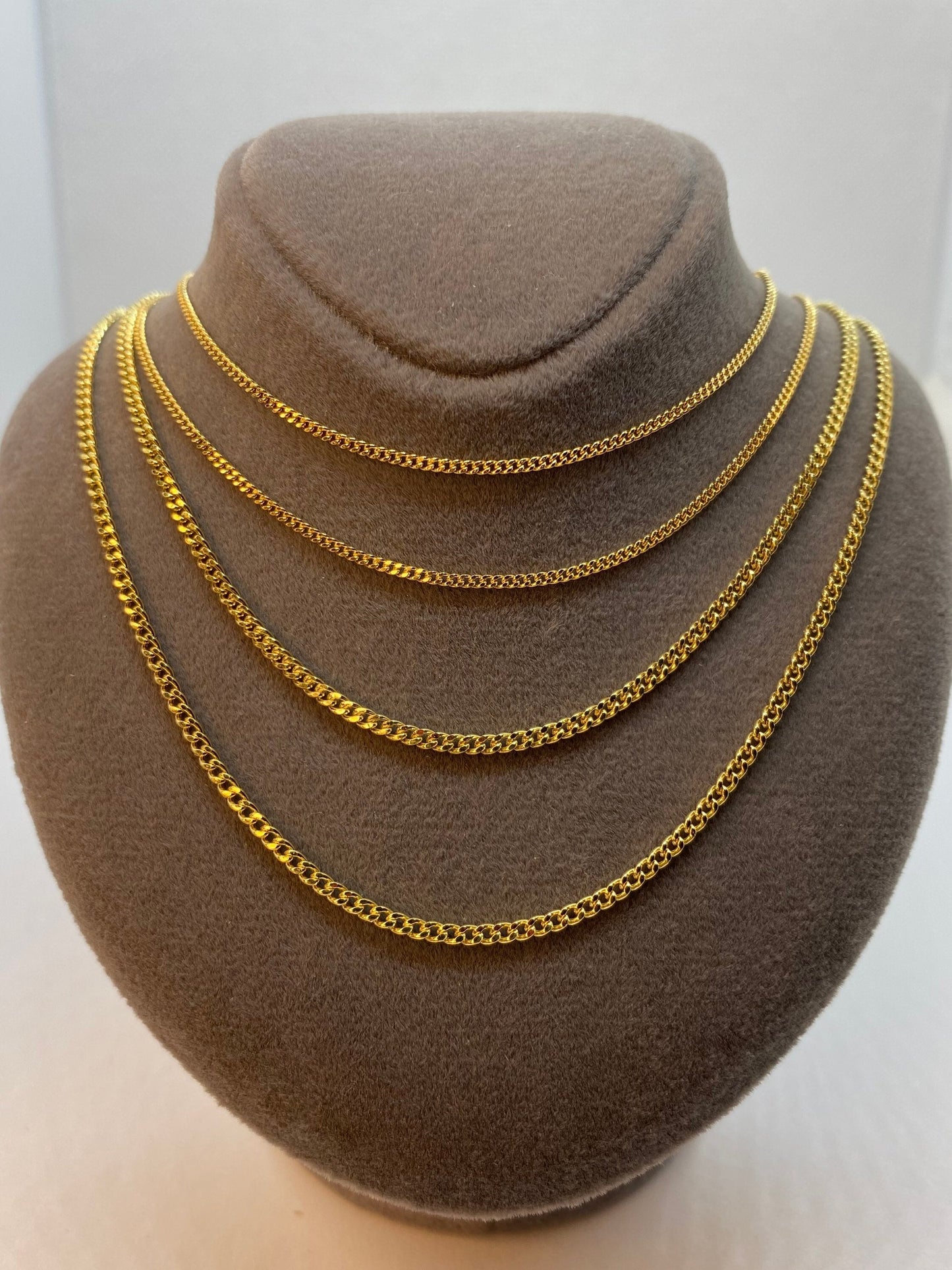 18k GOLD Curb  Link Chain Necklace ,2MM ,1.5MM ,Real Gold Chain, Ladies Gold Chain, 18k Gold Curb Chain, For Him ,For Her, Birthday Gift.