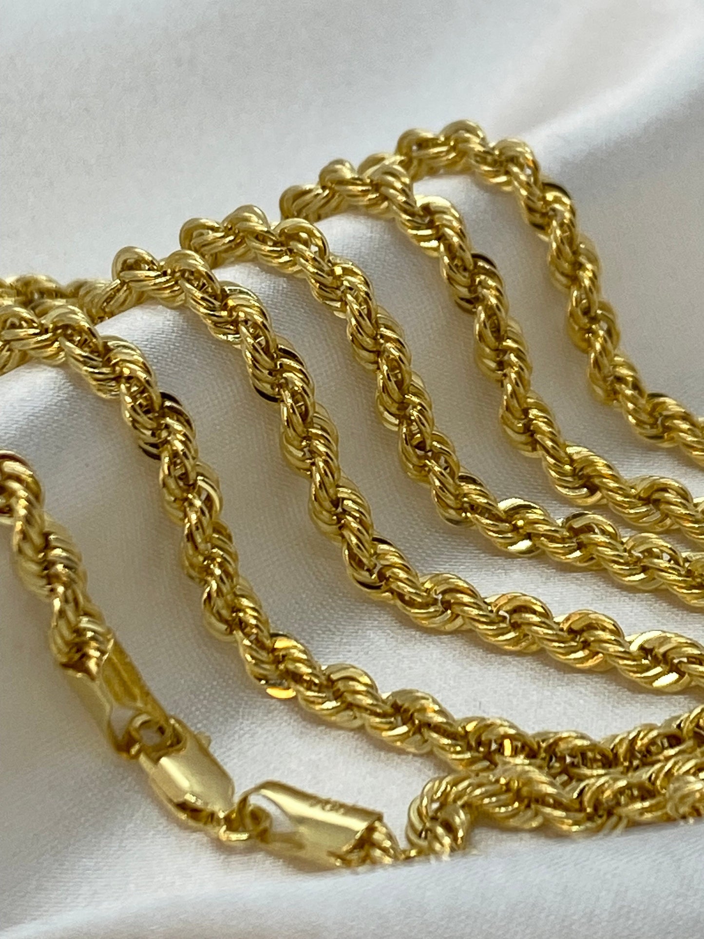 18K Solid Gold Rope Chain Diamond cut Necklace, 20",22" ,24",3.8mm , Thick Gold Chain, Real Gold Chain, Gold Rope Necklace, rope chain.