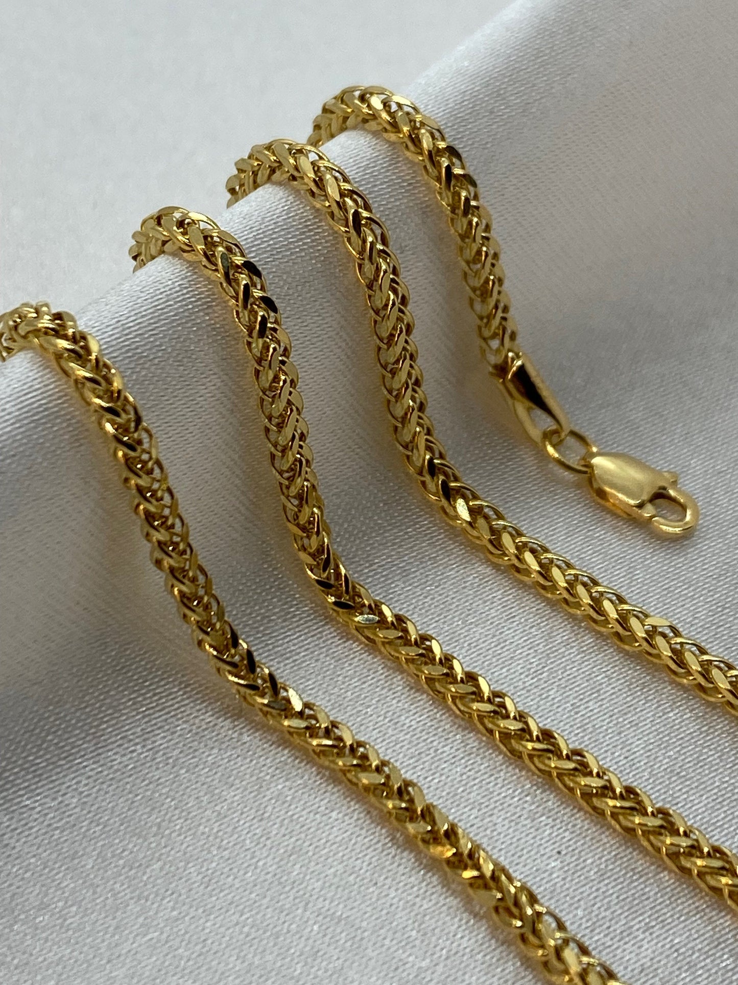 18k Solid Gold Foxtail chain 2MM, foxtail chain ,Franco necklace, Franco chain ,Trending gold chain necklace ,Gold chain, everyday Chain.