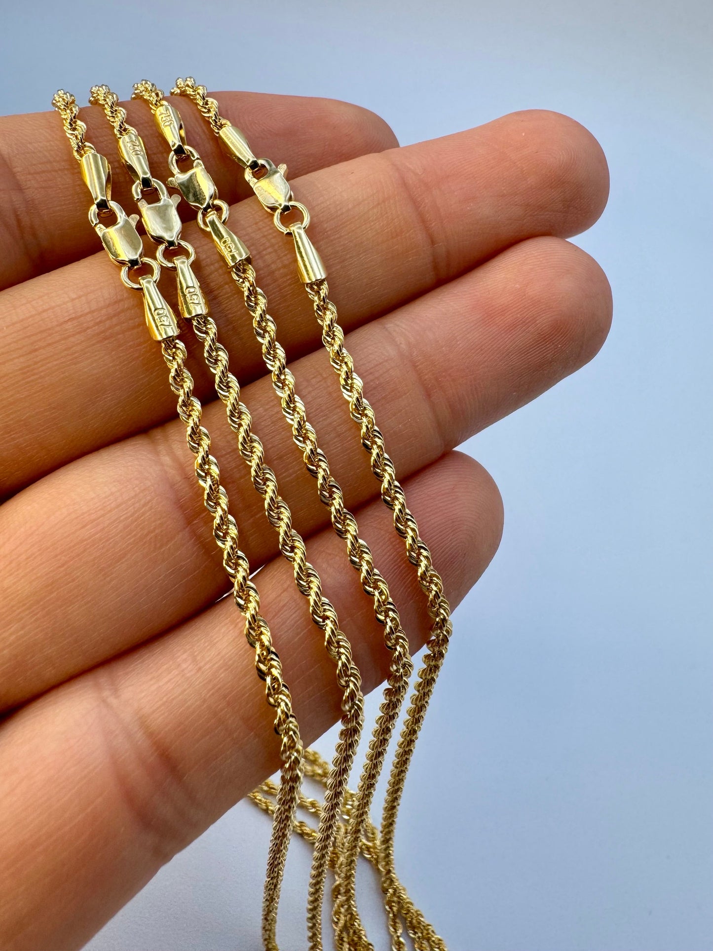 18k Solid Gold Rope Chain ,2.3 mm,18k solid Gold Rope chain , Gold rope,18k rope chain,18k rope chain necklace, 18k rope, Birthday Gift .