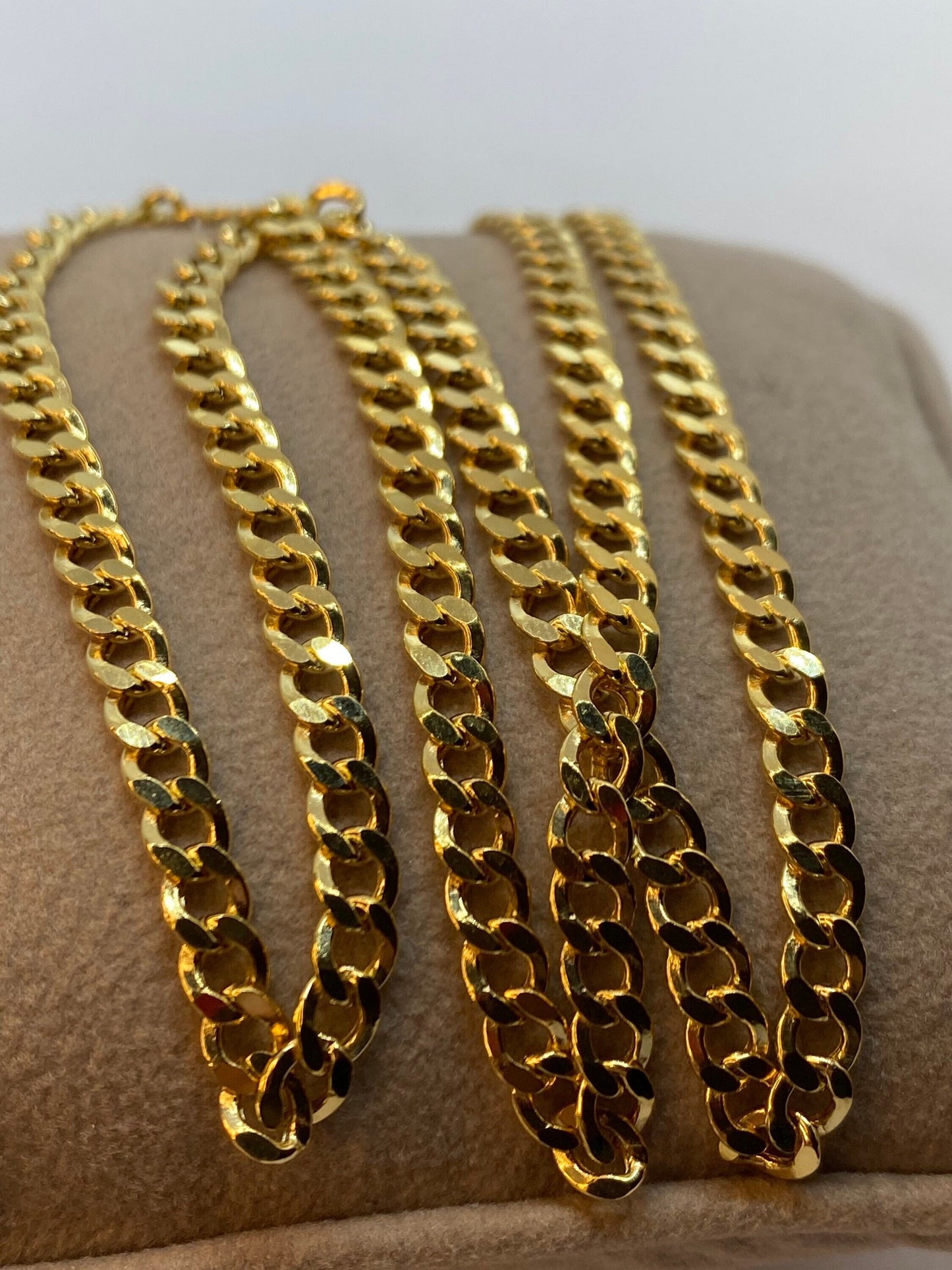 18k Real GOLD Curb Link Chain Necklace, Diamond Cut , 25.5",4.38MM, Gold Curb Chain, unisex Gold Chain, 18k Gold Chain, Birthday Gift.