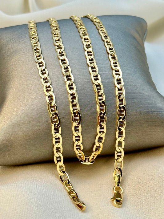 14k Gold ANCHOR CHAIN Necklace,4mm ,Mariner chain Active, 14k Real Gold chain, 14k Gold Mariner necklace ,gift necklace, Christmas Gift