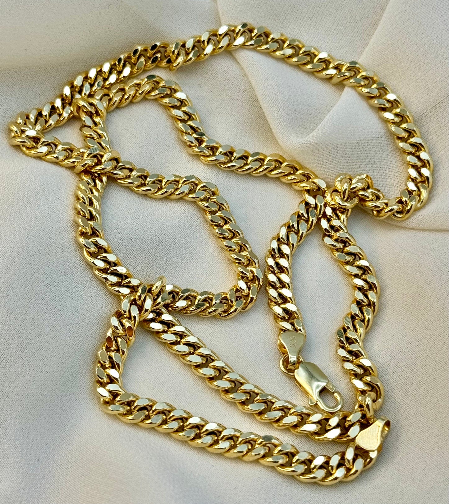 14k SOLID GOLD Curb Chain Necklace,25.5",24",22",5 MM ,Real Gold Chain ,Gold Chain, Ladies Gold Chain, For Him, for Her, Birthday Gift.