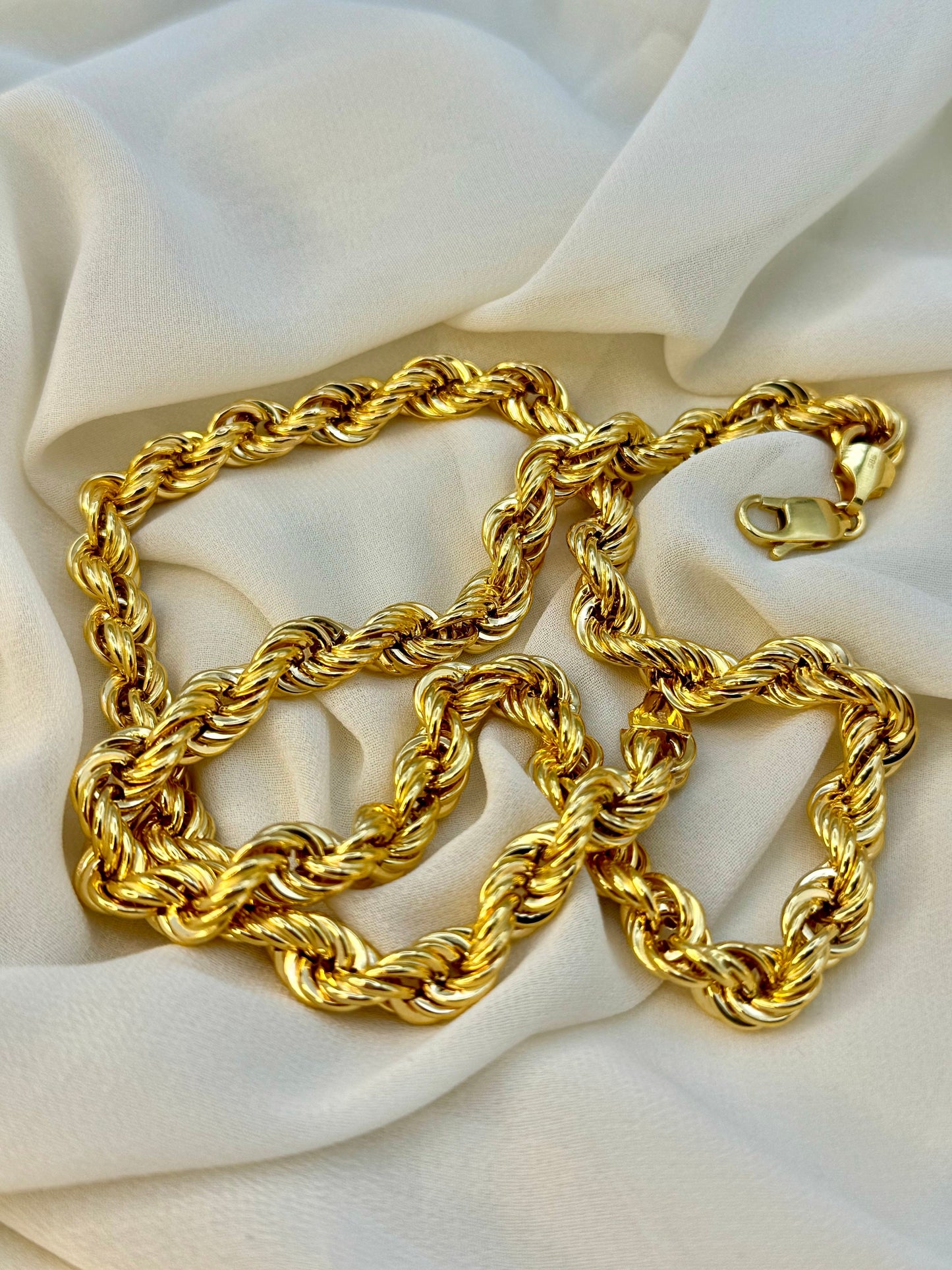 14k Real Gold Rope Chain,8mm,22",14k Gold Chunky Rope chain , Gold rope Necklace , 14k rope chain, 14k  Thick Rope chain , For Him ,For Dad.