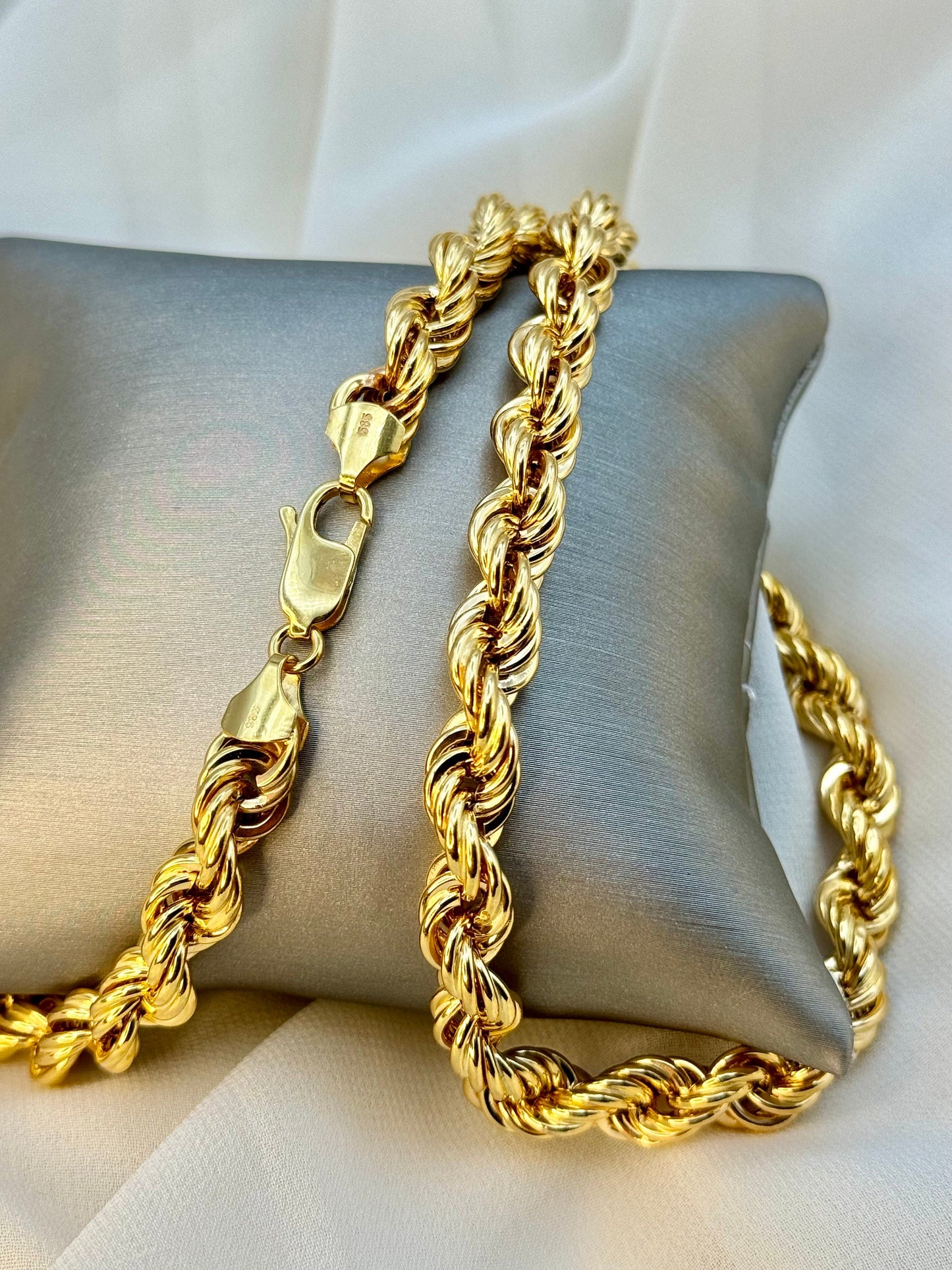 14k Real Gold Rope Chain,8mm,22",14k Gold Chunky Rope chain , Gold rope Necklace , 14k rope chain, 14k  Thick Rope chain , For Him ,For Dad.