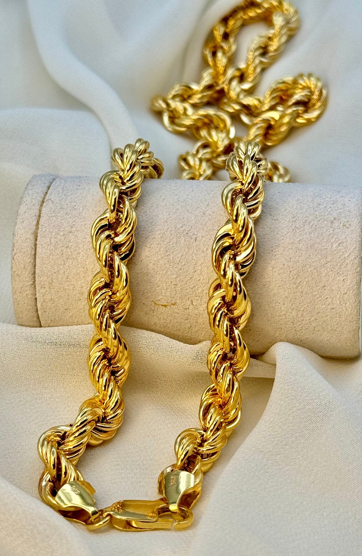 14k Real Gold Rope Chain,8mm,22",14k Gold Chunky Rope chain , Gold rope Necklace , 14k rope chain, 14k  Thick Rope chain , For Him ,For Dad.