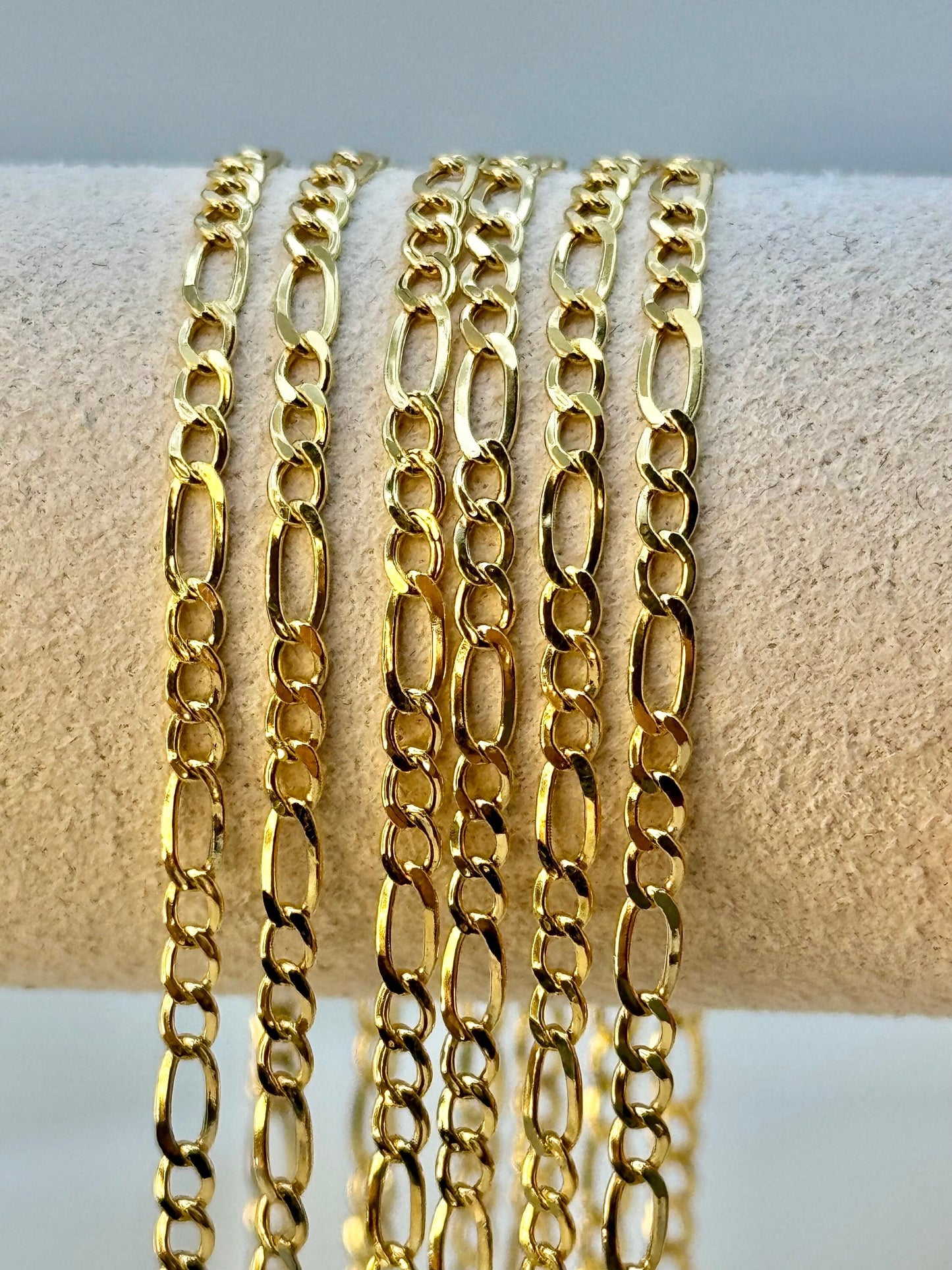 18k Gold Figaro Necklace 2.5MM  , Figaro real Gold chain, 18k Real gold Figaro chain, gold chain ,For Her ,For Him , Birthday Gift