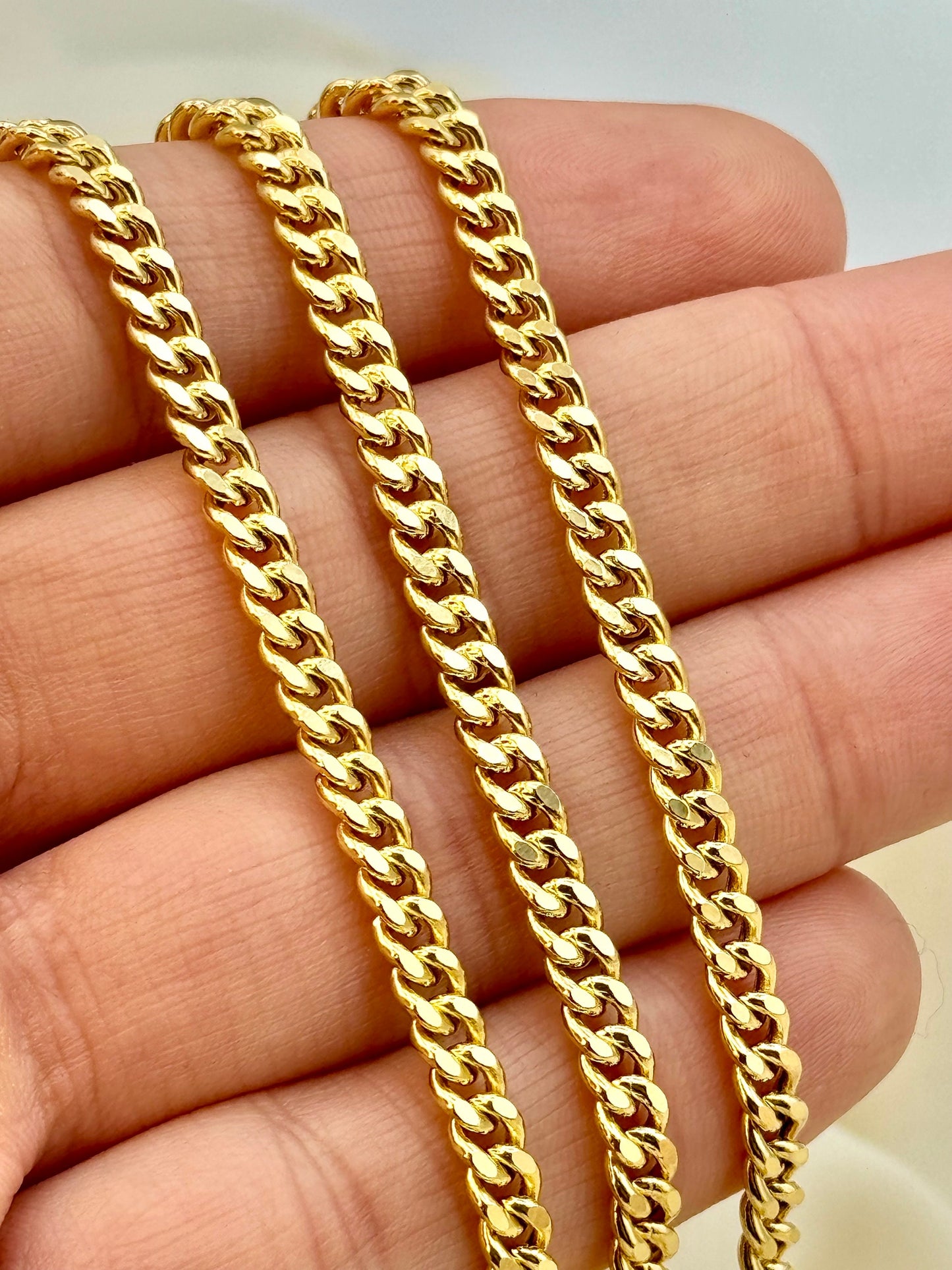 14k GOLD Curb Chain Necklace, Cuban Link Chain Necklace 20",22",24" , 4MM, Real Gold Men Gold Chain, Ladies Gold Chain, 14k Gold Chain.