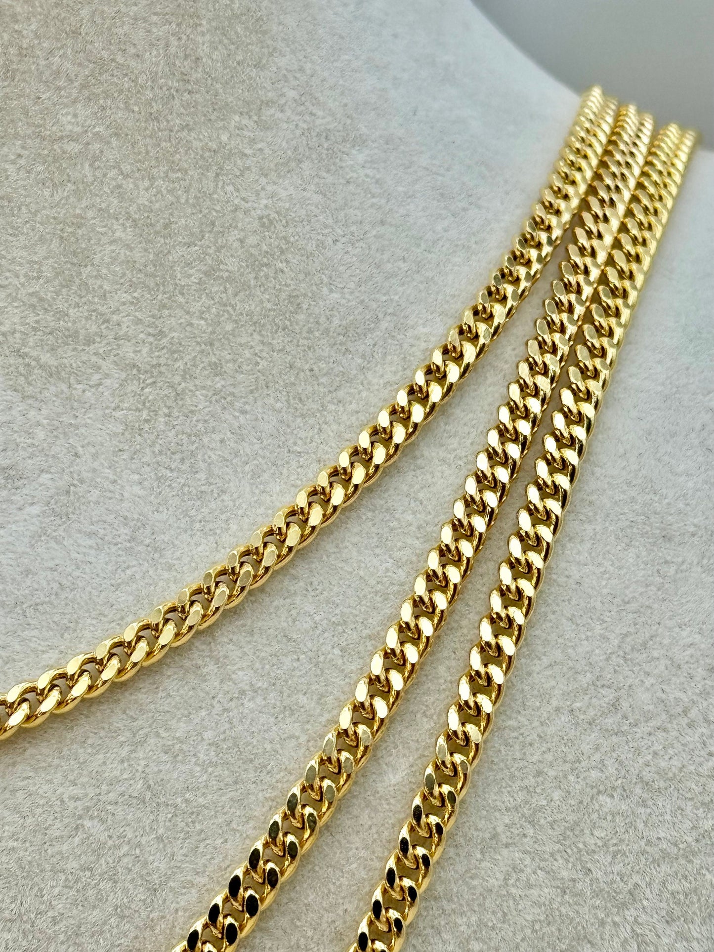 14k GOLD Curb Chain Necklace, Cuban Link Chain Necklace 20",22",24" , 4MM, Real Gold Men Gold Chain, Ladies Gold Chain, 14k Gold Chain.