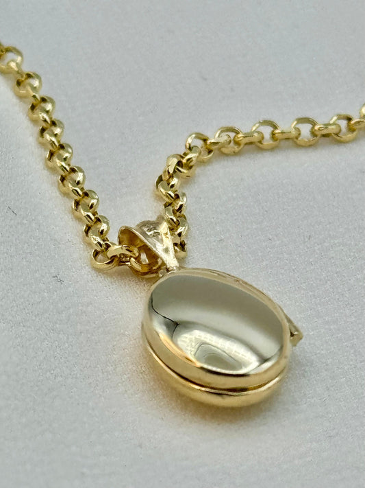 14k Gold Locket Necklace oval shape ,22", Gift ,  Gold locket pendant ,birthday gift ,For Her ,Memorial Necklace , Birthday Gift .