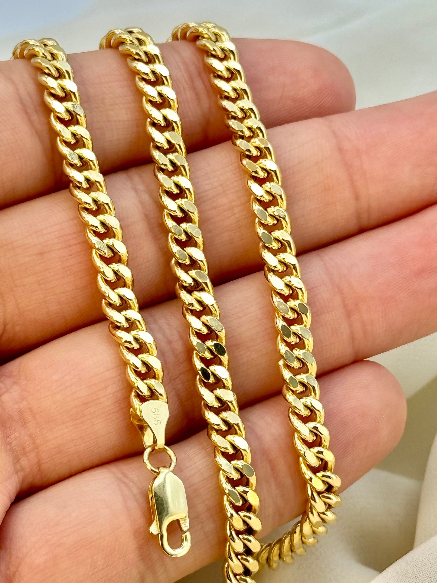 14k SOLID GOLD Curb Chain Necklace,25.5",24",22",5 MM ,Real Gold Chain ,Gold Chain, Ladies Gold Chain, For Him, for Her, Birthday Gift.