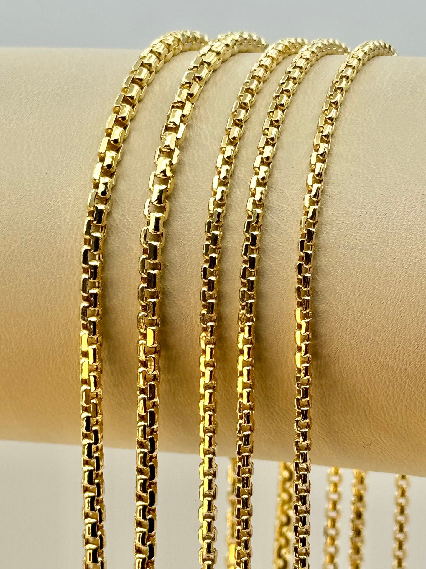 14K Solid Gold Box Chain Necklace, 20",22" ,24",27" Inches ,(3.5 mm,2.5 mm Thickness ),Real Gold Box Chain, For Her, For Him, Birthday Gift.