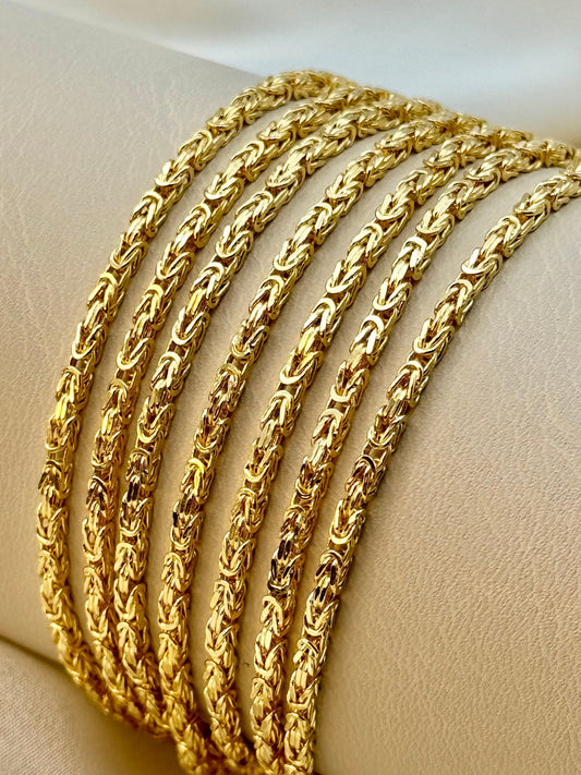 18K Solid Gold Byzantine Chain Necklace ,25",24",22",20" ,2.3mm, Thickness-/ Real 18k Gold ,For Him ,for Her, Birthday Gift,Anniversary Gift