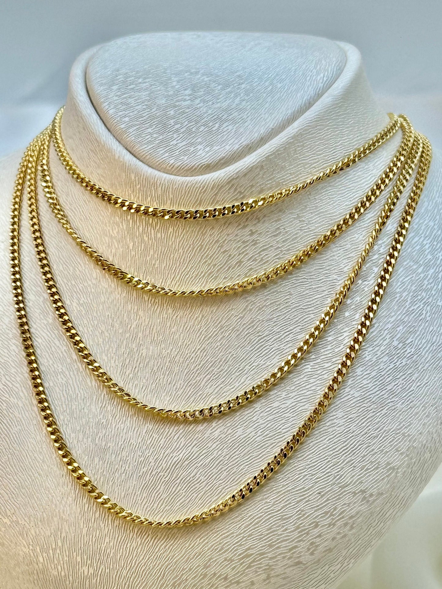 18k GOLD Curb  Link Chain Necklace ,2MM ,1.5MM ,Real Gold Chain, Ladies Gold Chain, 18k Gold Curb Chain, For Him ,For Her, Birthday Gift.