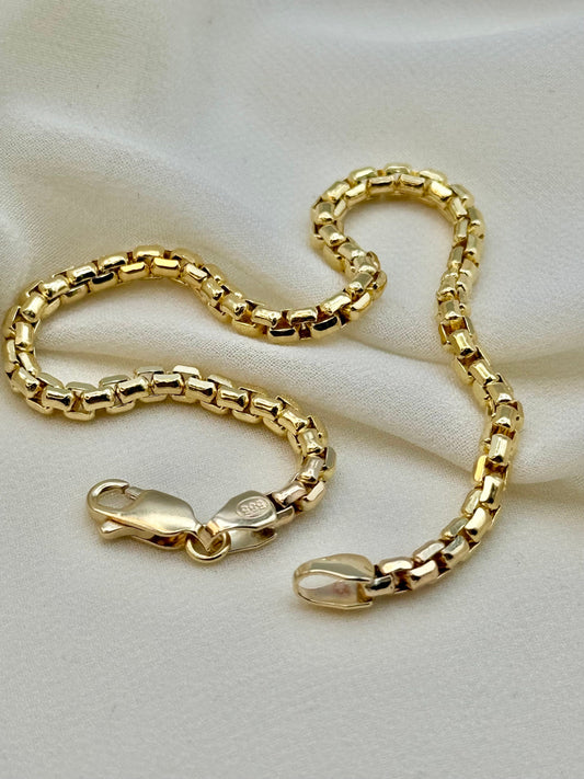 14K Gold Box Chain Bracelet -14K Gold 7.5"- 8.5"- 3.5mm ,Box Bracelet - 14K Gold Bracelet for Him/Her, Birthday Gift, Anniversary Gift .