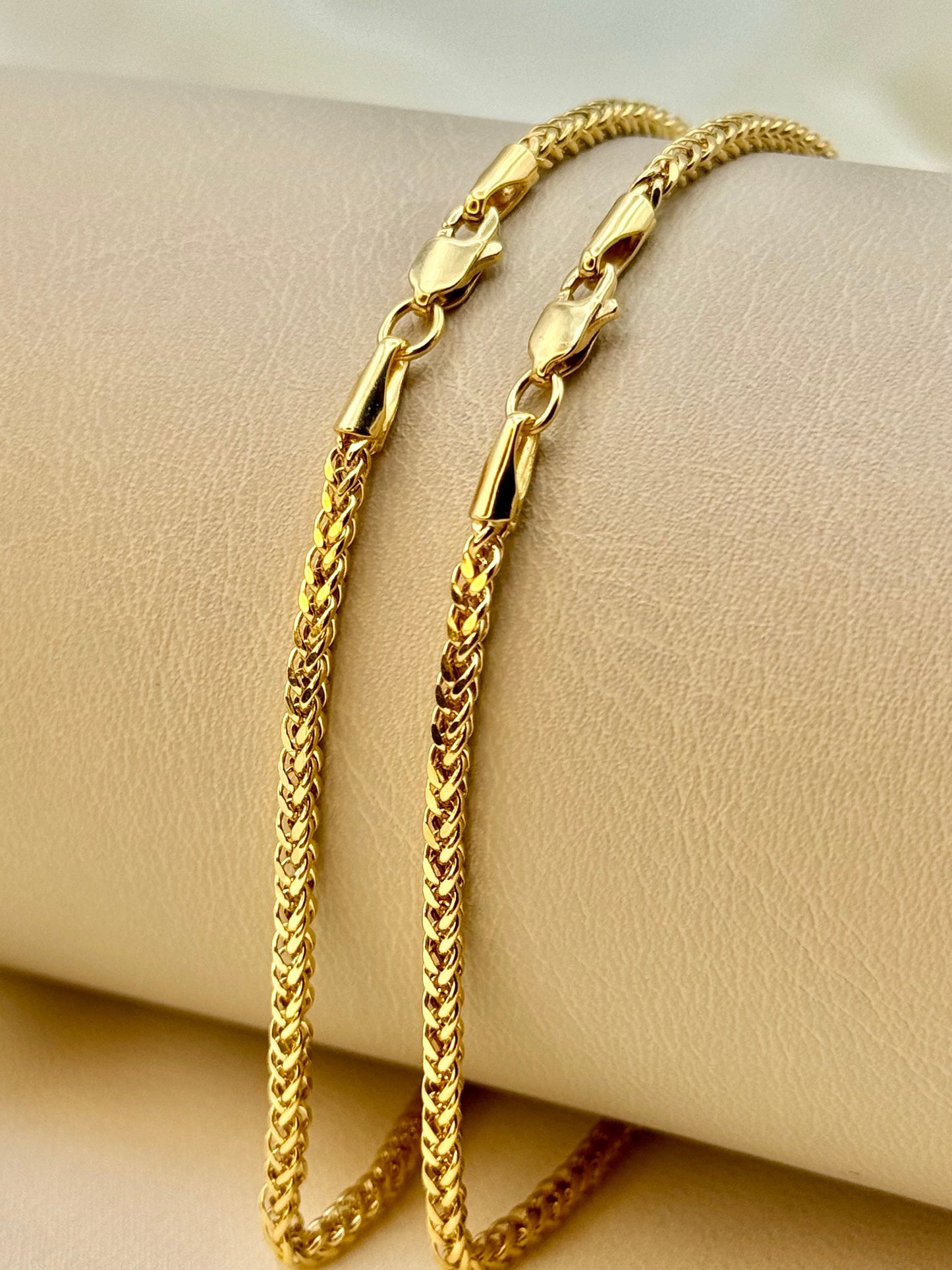 18k Gold Franco Chain Diamond cut yellow color , Franco foxtail chain, trending Gold chain,18k real Gold,2.2MM, Birthday Gift , Best Gift .