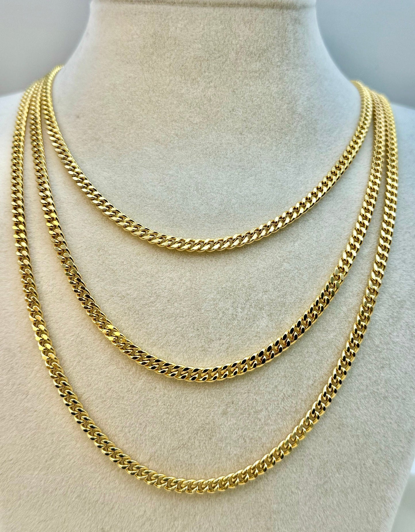 14k GOLD Curb Chain Necklace, Cuban Link Chain Necklace 20",22",24" , 4MM, Real Gold Men Gold Chain, Ladies Gold Chain, 14k Gold Chain.