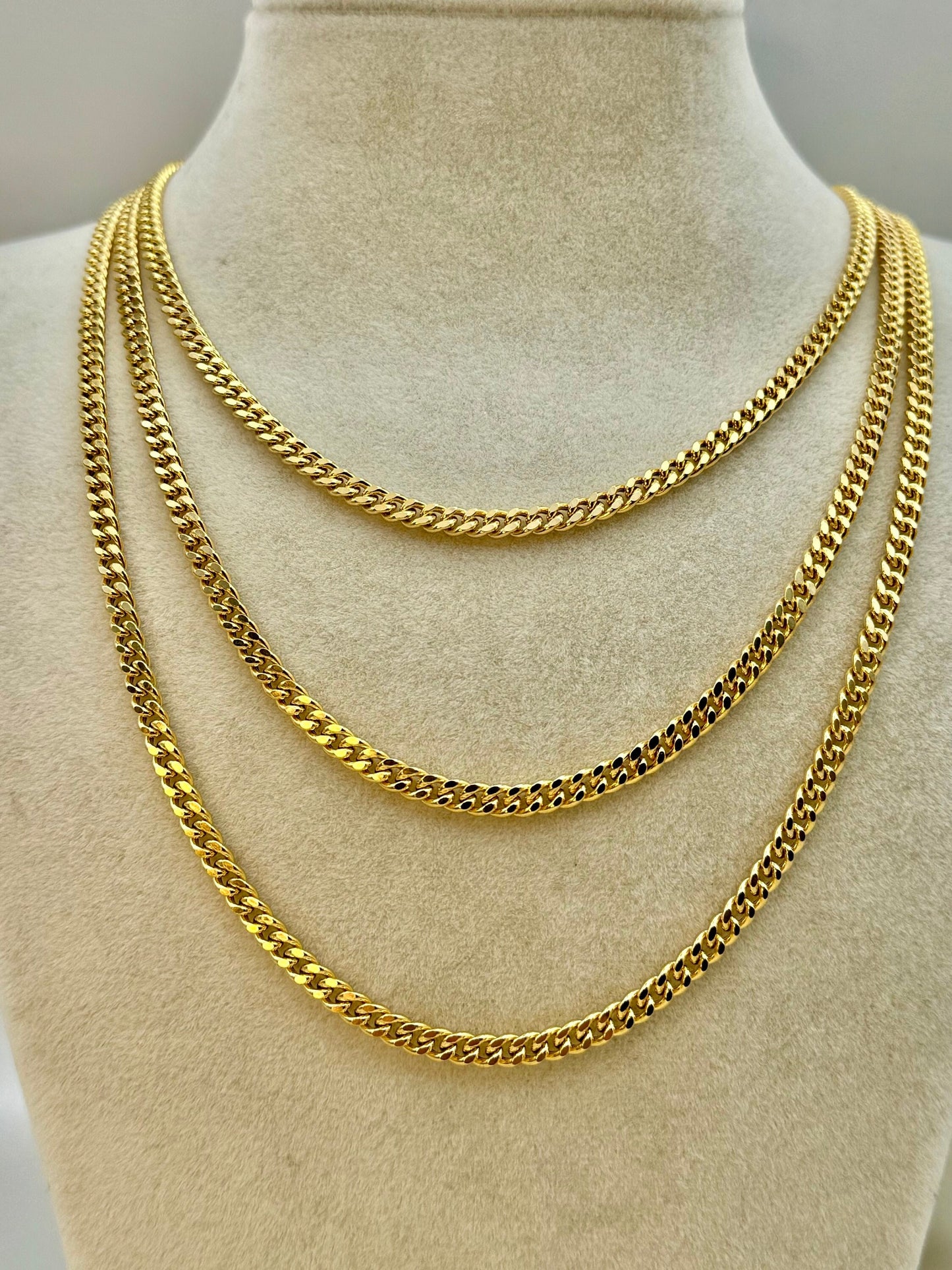 14k GOLD Curb Chain Necklace, Cuban Link Chain Necklace 20",22",24" , 4MM, Real Gold Men Gold Chain, Ladies Gold Chain, 14k Gold Chain.