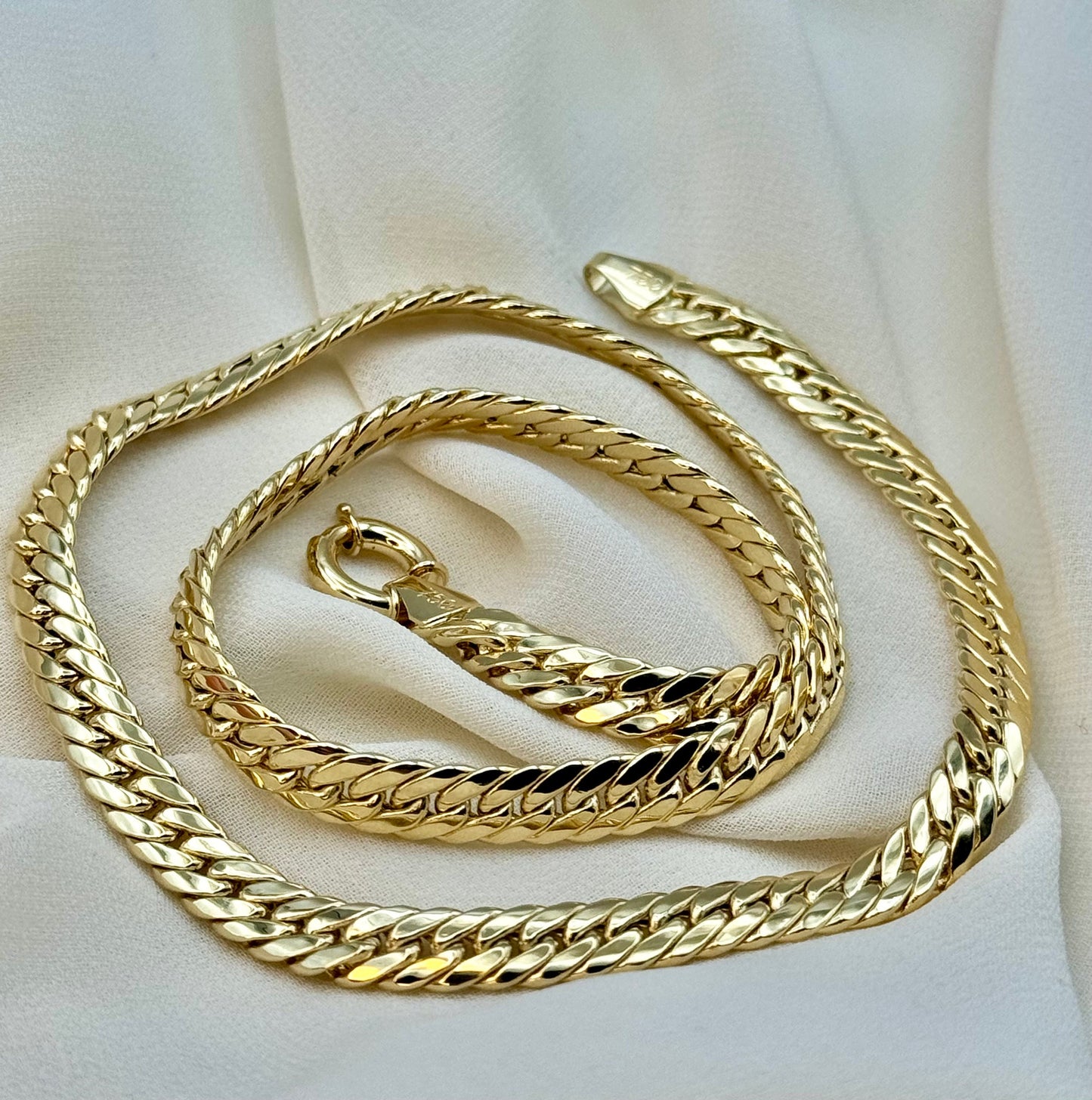 18k GOLD Curb Chain , Cuban Choker Chain Necklace, 18",5.5 MM, Real Gold Chain, 18k Gold Chain, Gift ,anniversary Gift, birthday Gift .