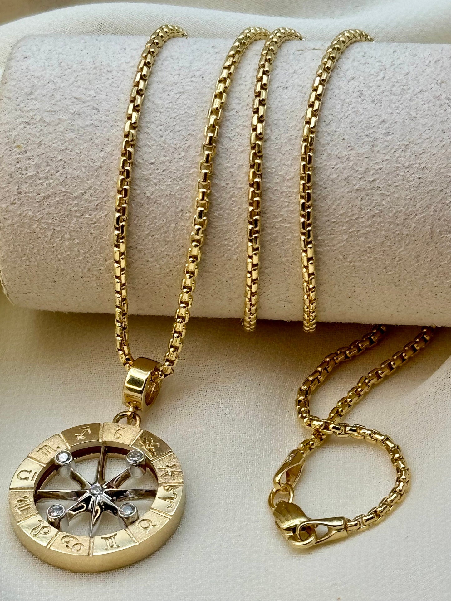 Handcrafted 14K Solid Gold Compass Necklace - Personalized Birth Signs, Custom Pendant, Unique Traveler Gift, Unique Compass Necklace .