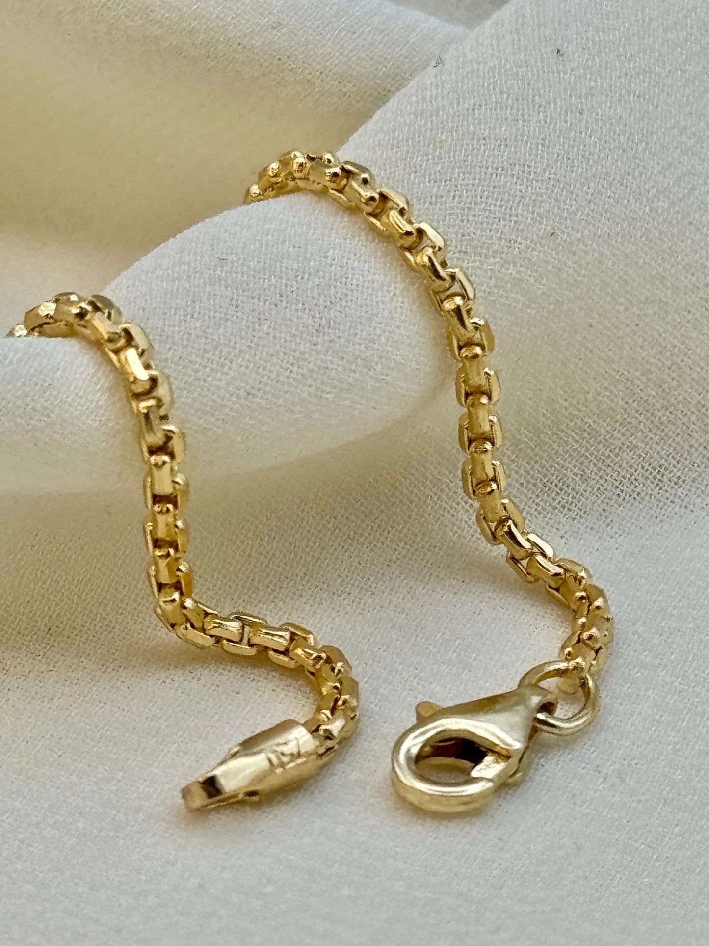 18K Real Gold Box Chain Bracelet 2mm, 2.5mm, 3.5mm, 5mm- Yellow 18K box Bracelet ,18k Bracelet for Women -Pure 18k Gold- Birthday Gift.