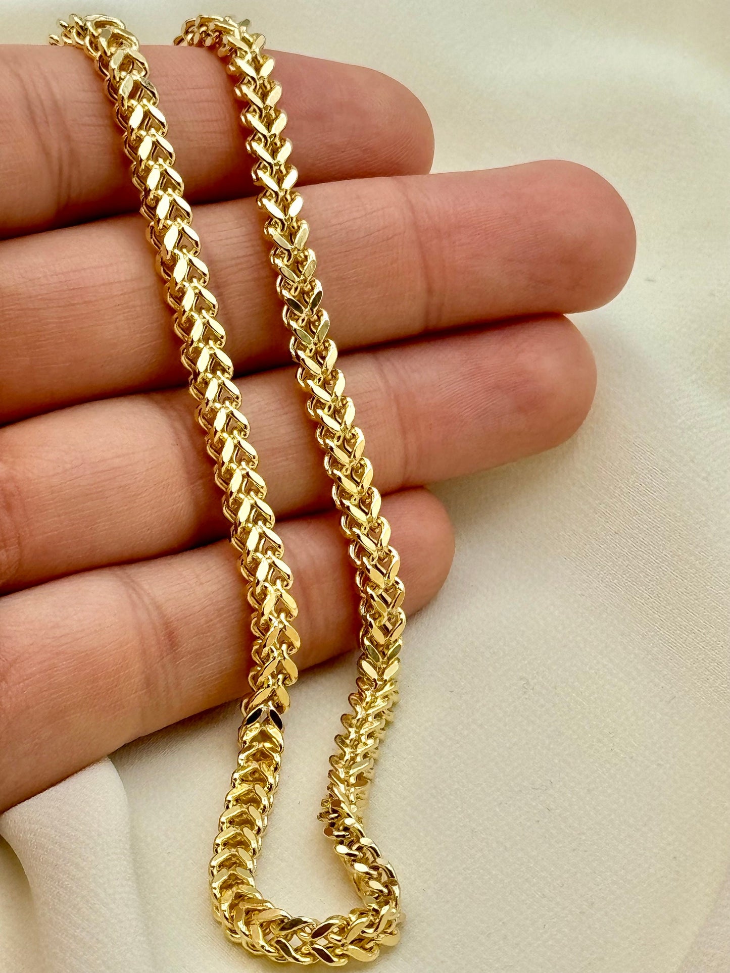 14k Solid Gold Franco Chain Diamond Cut,4.40mm,20",21.5",Gold Franco chain, Trending Gold chain,14k real Gold, for Him,for her,Birthday gift