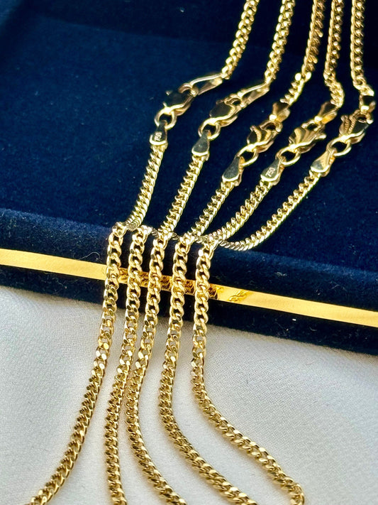 18k GOLD Curb Link Chain Necklace, Bracelet ,2MM ,Real Gold Curb Chain, Ladies Gold Chain, 18k Gold Chain, For Him ,For Her, 18k Cuban Curb.