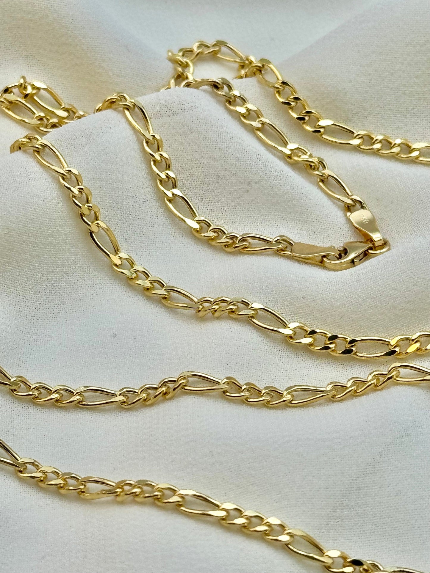 18k Gold Figaro Chain Necklace 3 MM , Figaro Real Gold chain, 18k Real gold Figaro chain, gold chain ,For Her ,For Him , Birthday Gift.