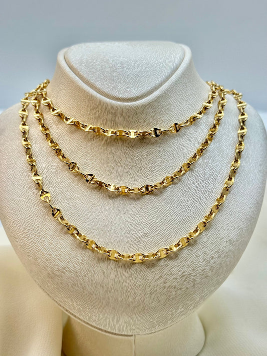 18k Real Gold ANCHOR CHAIN Necklace,18",20”,22”,24”,Mariner chain Active, 18k Real Gold cable chain, 18k Mariner necklace ,Gift Necklace.