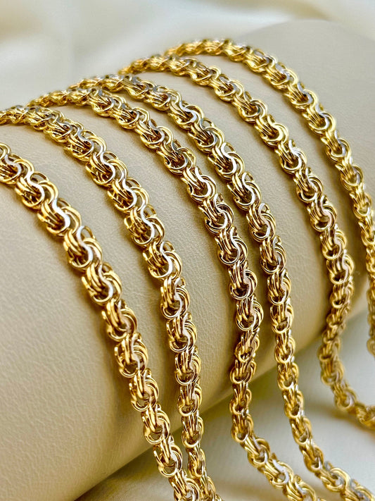 18k Solid Gold Cable chain and bracelet , 19.5" inches,5.70 MM ,Real Gold chain, Cable Gold Chain ,Birthday Gift ,everyday chain.