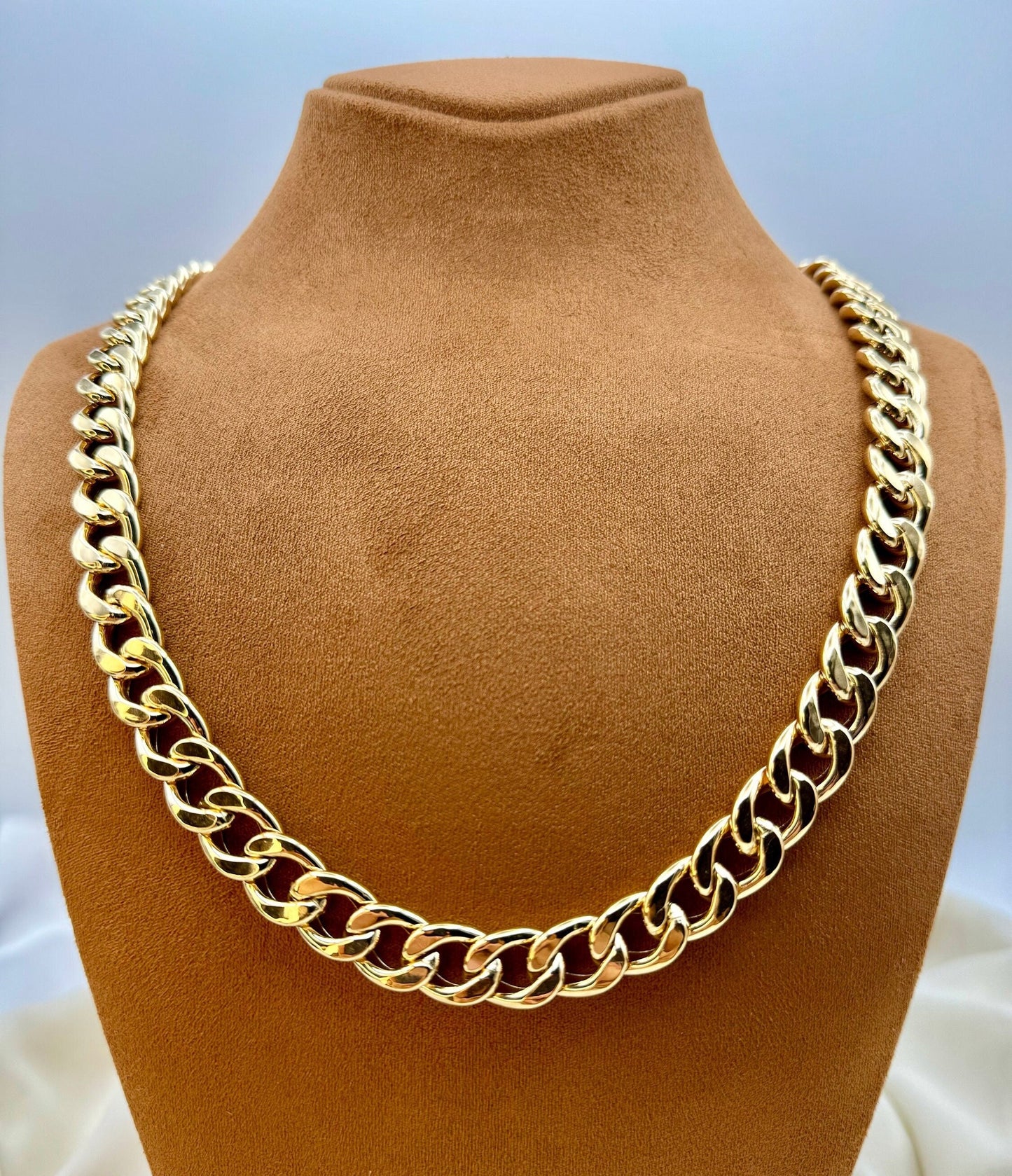 18k Real GOLD Curb Necklace,24",11.5 MM ,Real Gold Curb Chain, 18k Gold Chain, For Him, for Her, Birthday Gift, Anniversary Gift, For Mum.