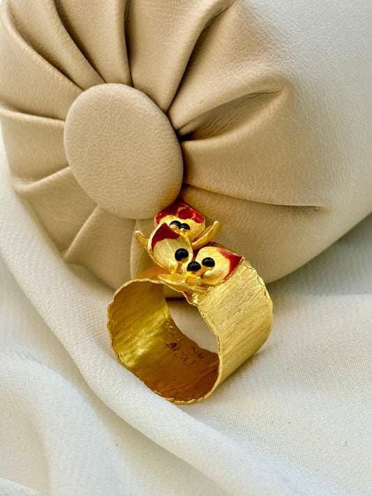 18k Solid Gold  Ring with Flower , For Her, Birthday Gift , Anniversary Gift , For Mum , Unique Colorful Ring , Handmade Ring with Flower .