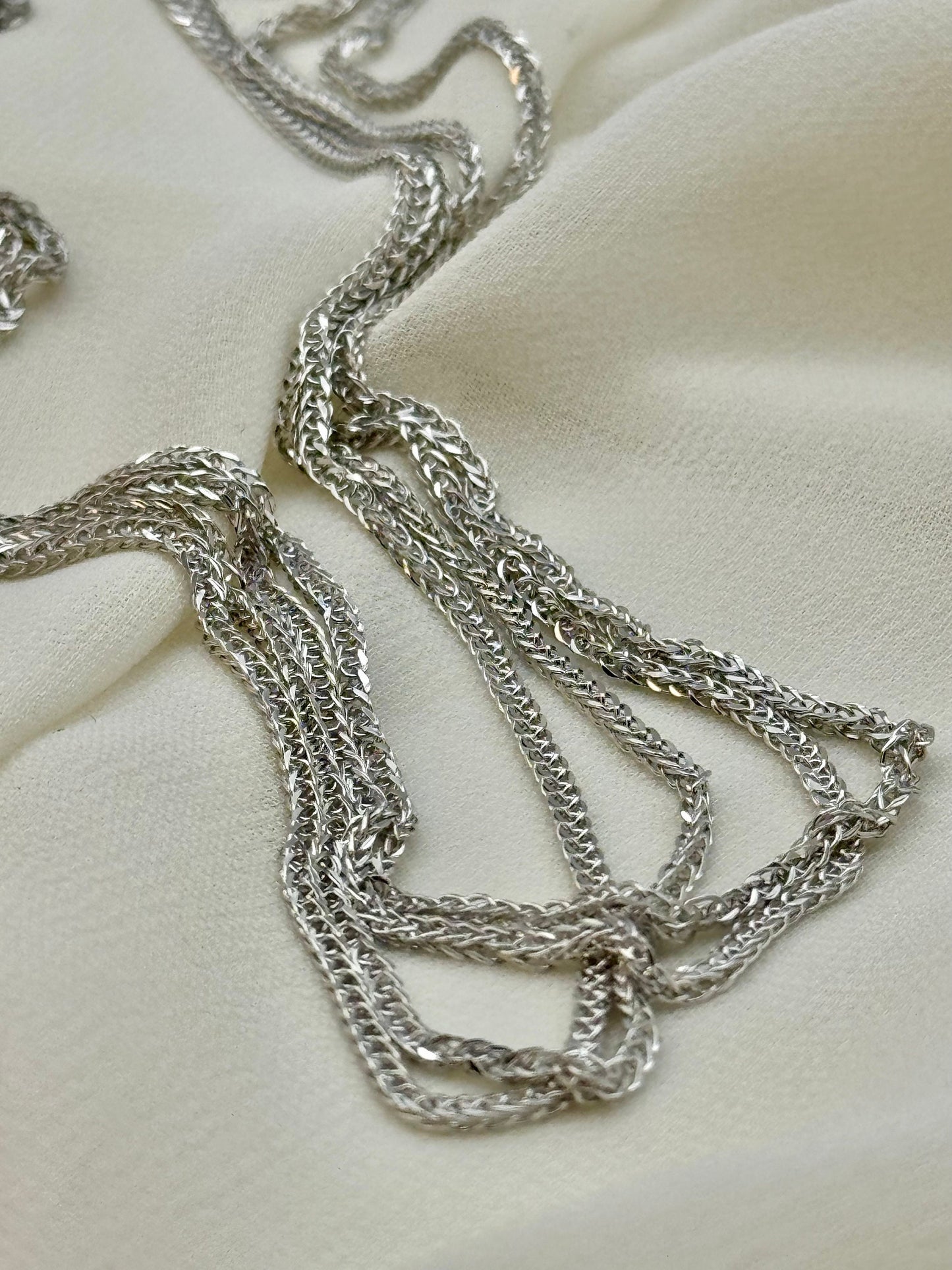 18k white Gold Foxtail Necklace, white Gold Chain, Real Gold necklace, 18k wheat white Gold, 18k Franco White Gold, Gifts, Birthday gift.