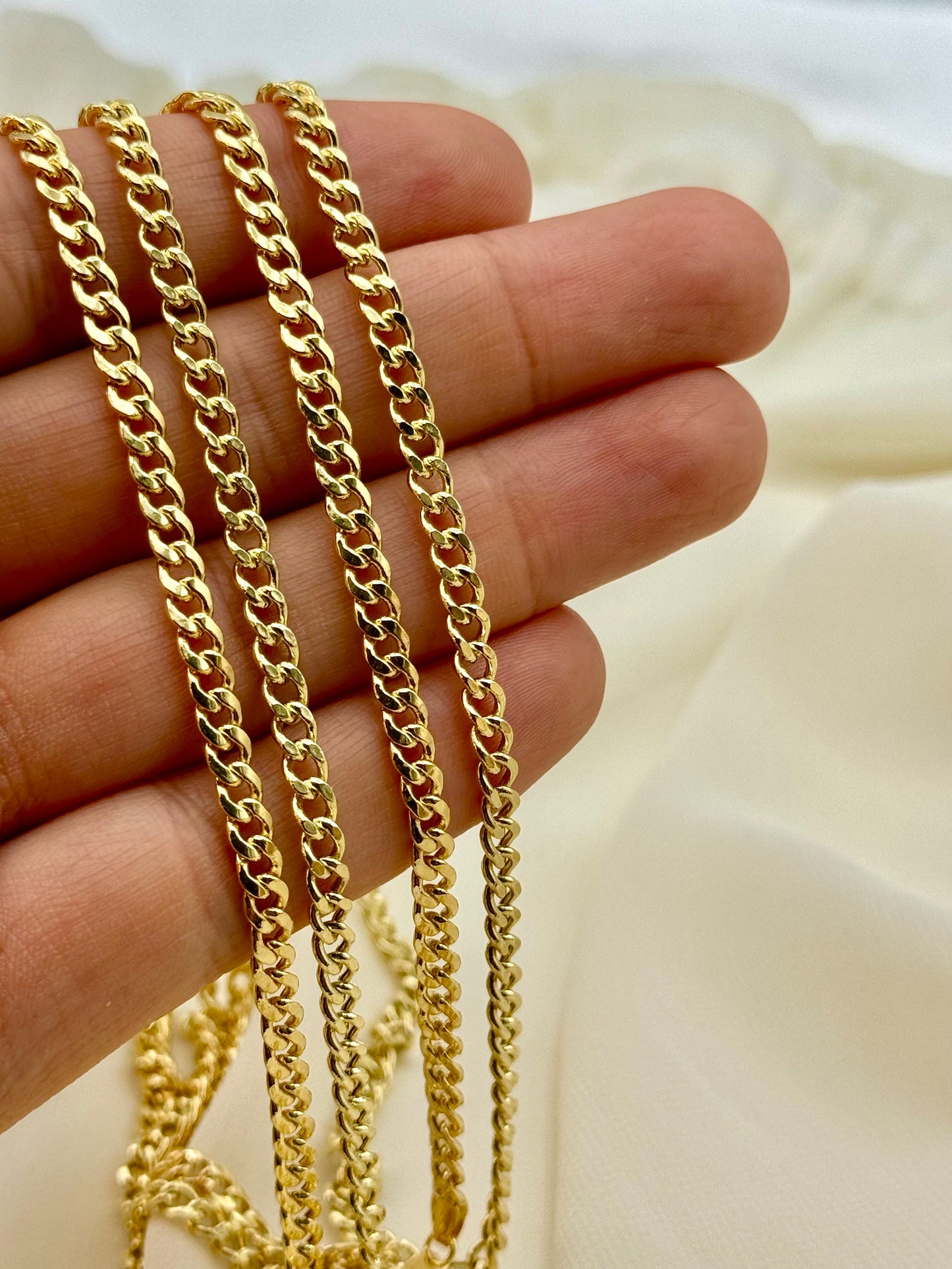 18k GOLD Curb Chain Necklace, 4MM, Real Gold curb Chain, Gold Curb Chain, For Him, For Her, Birthday Gift, For mum, For Dad, For Boyfriend .