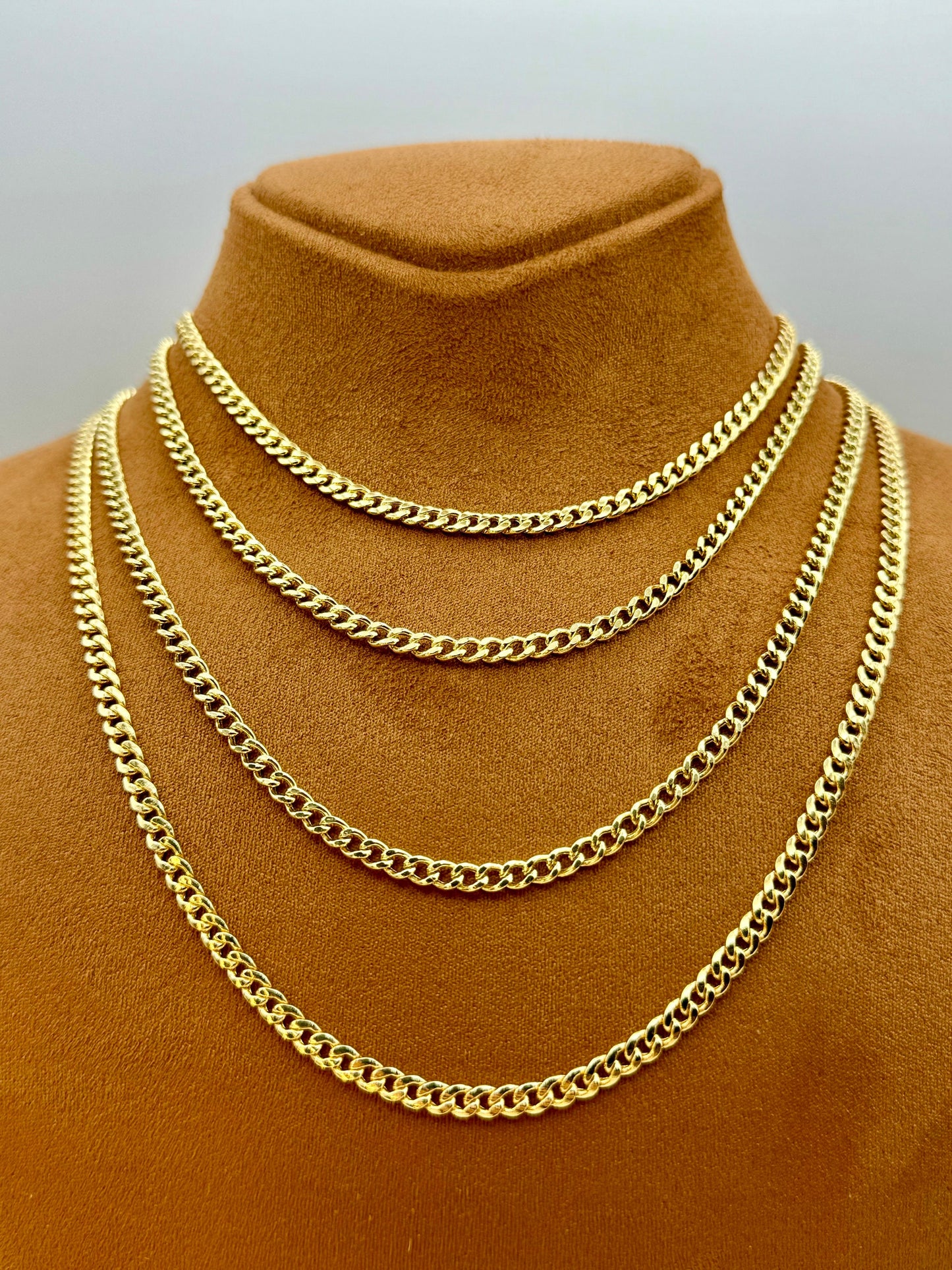 18k GOLD Curb Chain Necklace, 4MM, Real Gold curb Chain, Gold Curb Chain, For Him, For Her, Birthday Gift, For mum, For Dad, For Boyfriend .