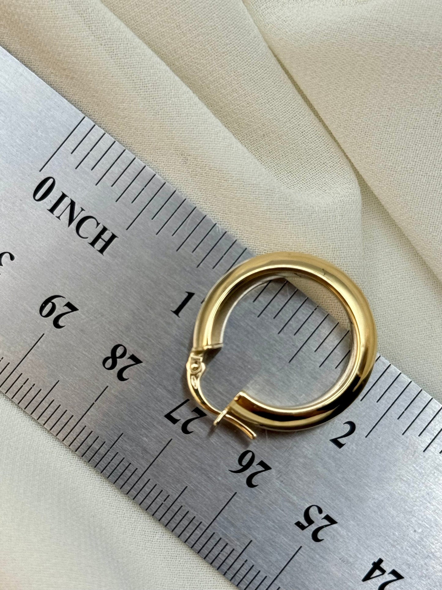 18k Gold Hoop Earring, Fat Hoop Earring, Gold Hoop Earring, gift Earring , for her ,Birthday Gift ,For Mom, anniversary Gift , for mum.